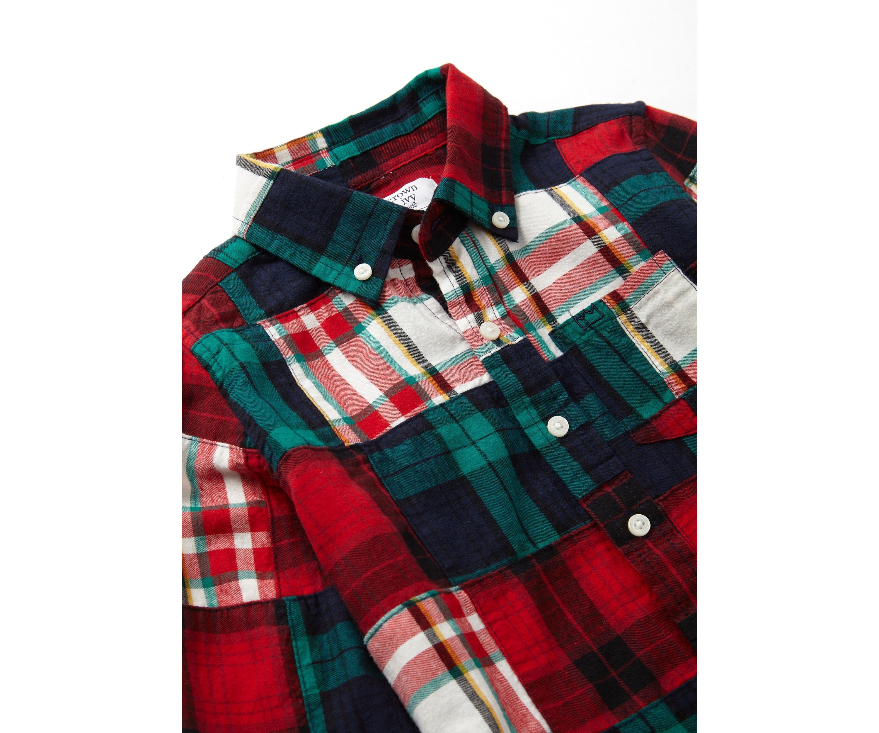 Boys 4-7 Patchwork Button Down Shirt 