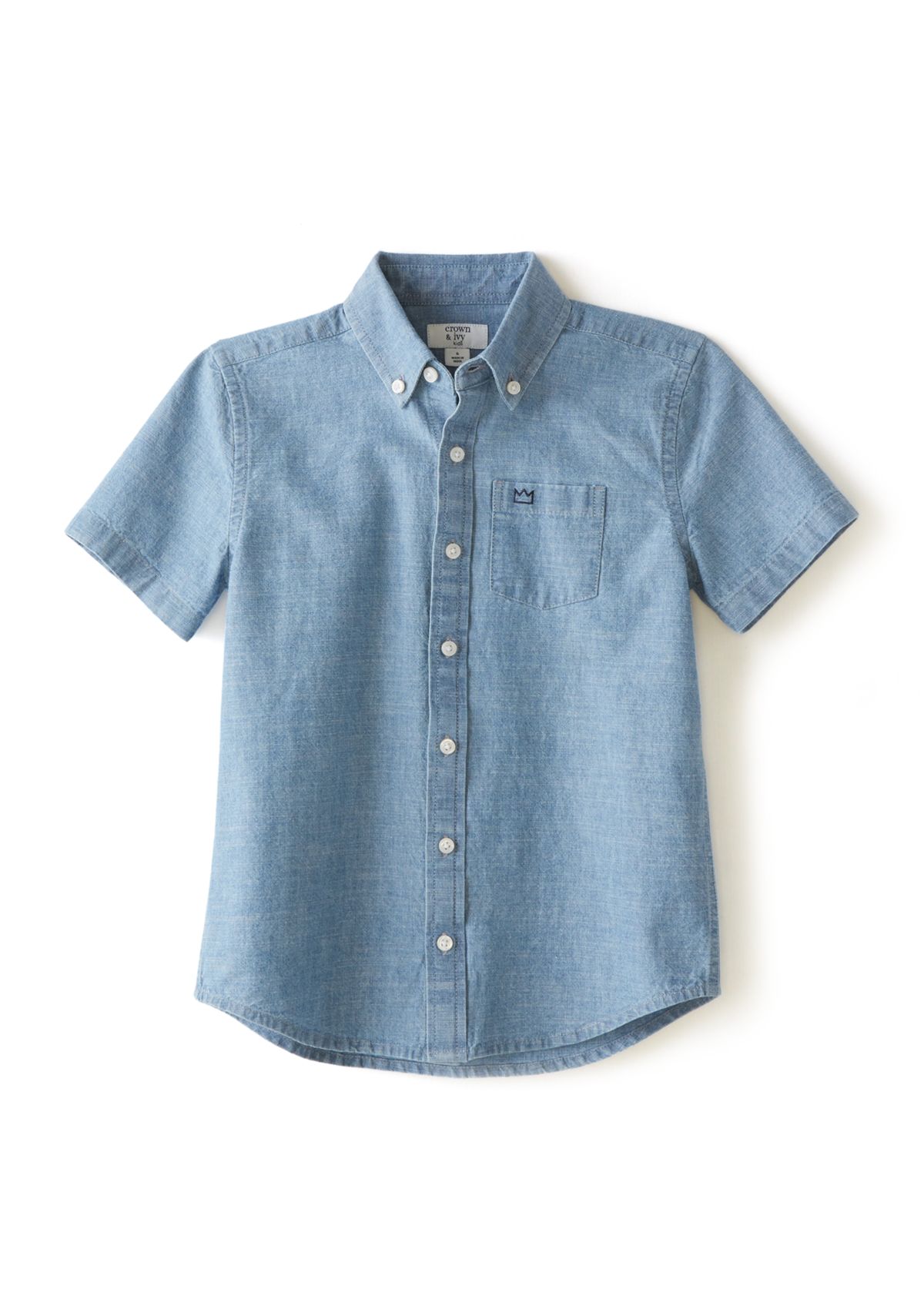 Boys 4-7 Short Sleeve Chambray Button Down Shirt