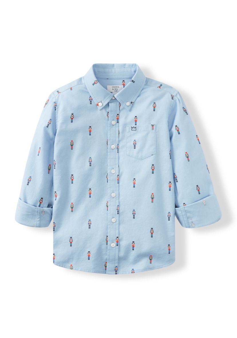Boys 4-7 Printed Twill Button Down