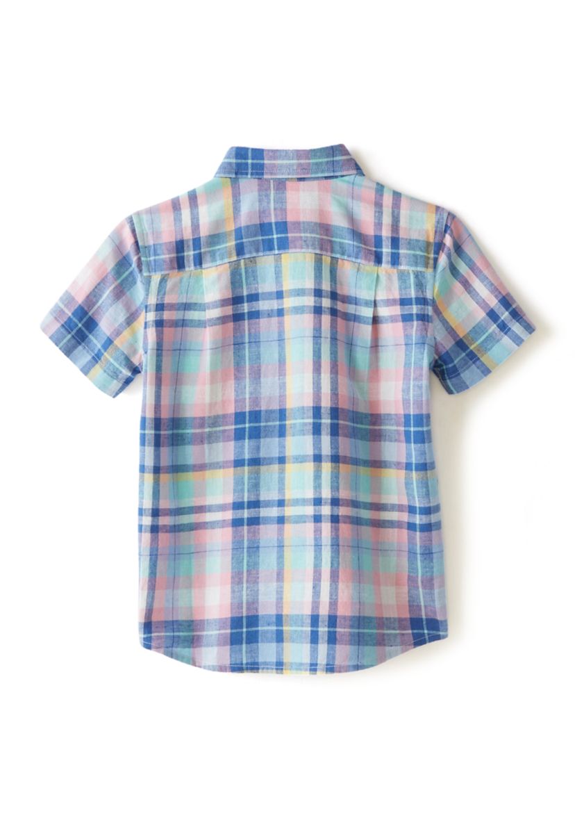 Boys 4-7 Short Sleeve Plaid Button Down Shirt
