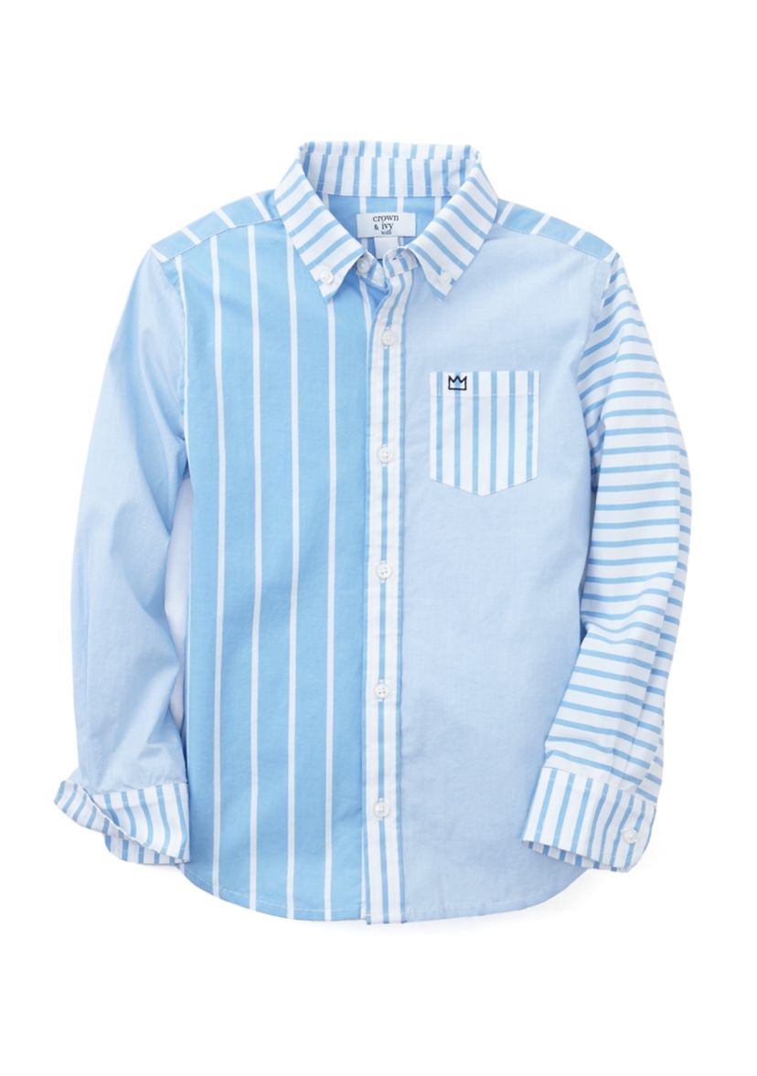 Boys 8-20 Mixed Stripe Button Down Shirt