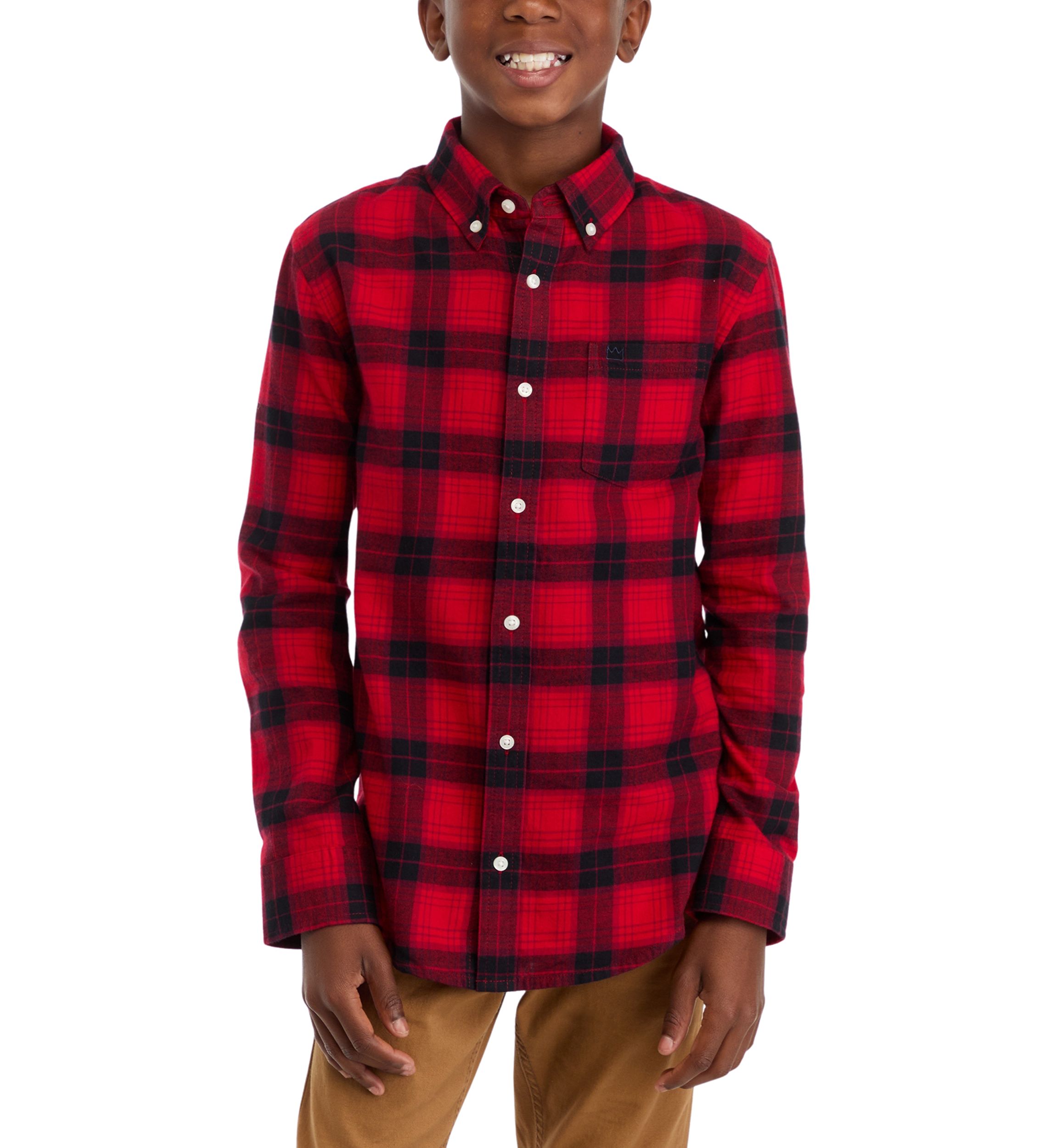 Boys 8-20 Printed Twill Button Down Shirt