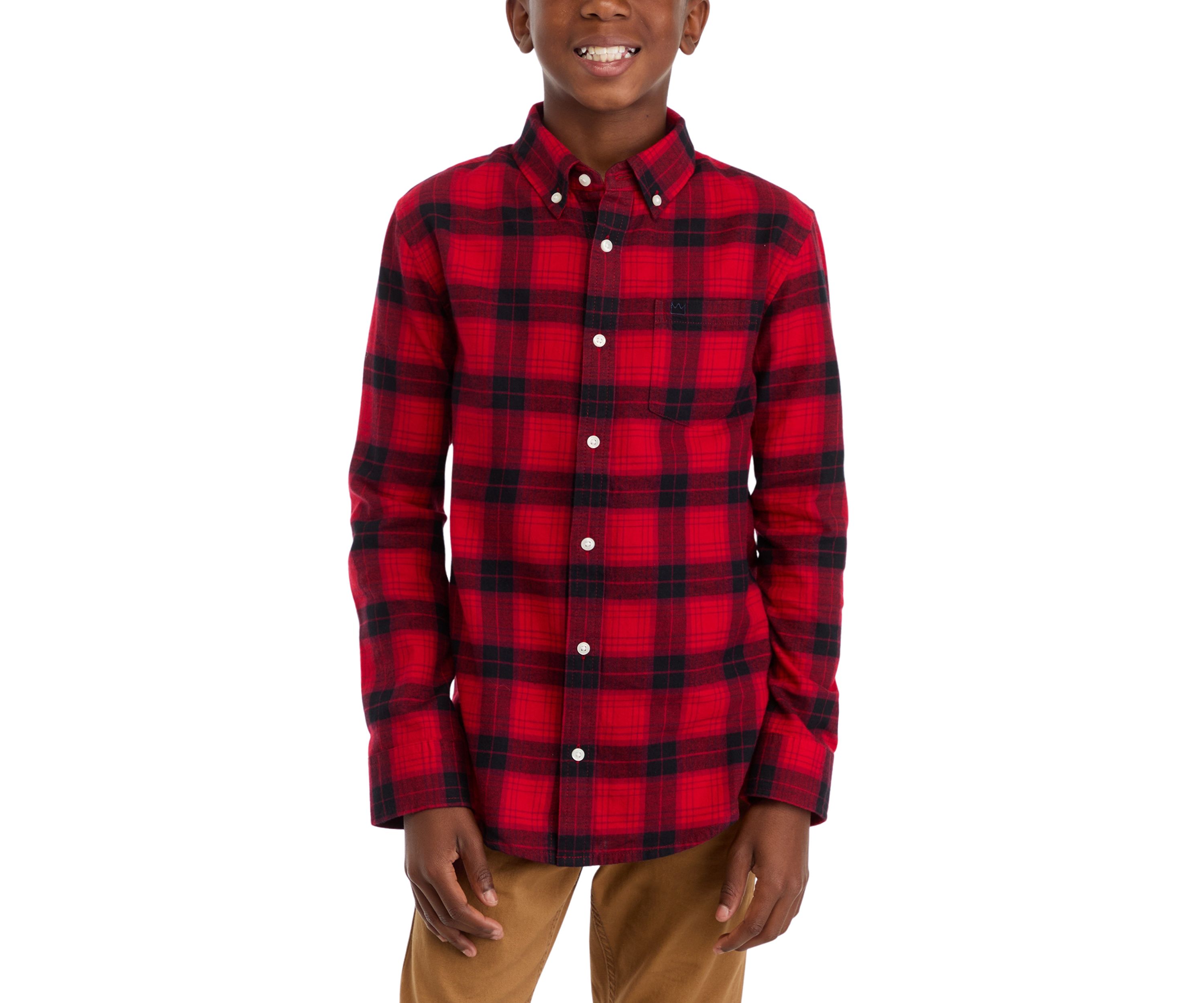 Boys 8-20 Printed Twill Button Down Shirt