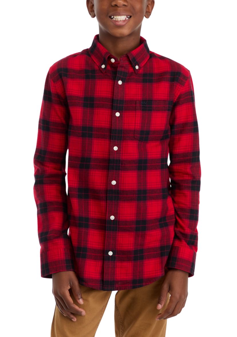 Boys 8-20 Printed Twill Button Down Shirt