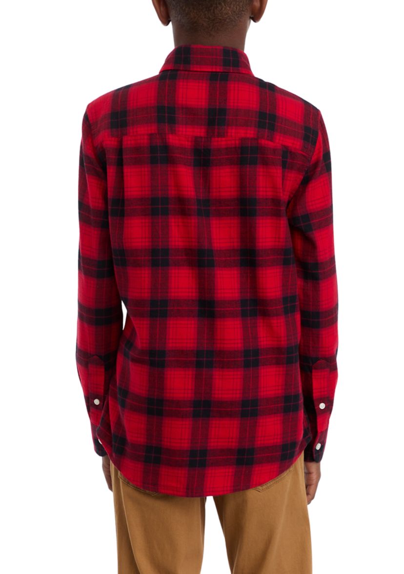Boys 8-20 Printed Twill Button Down Shirt