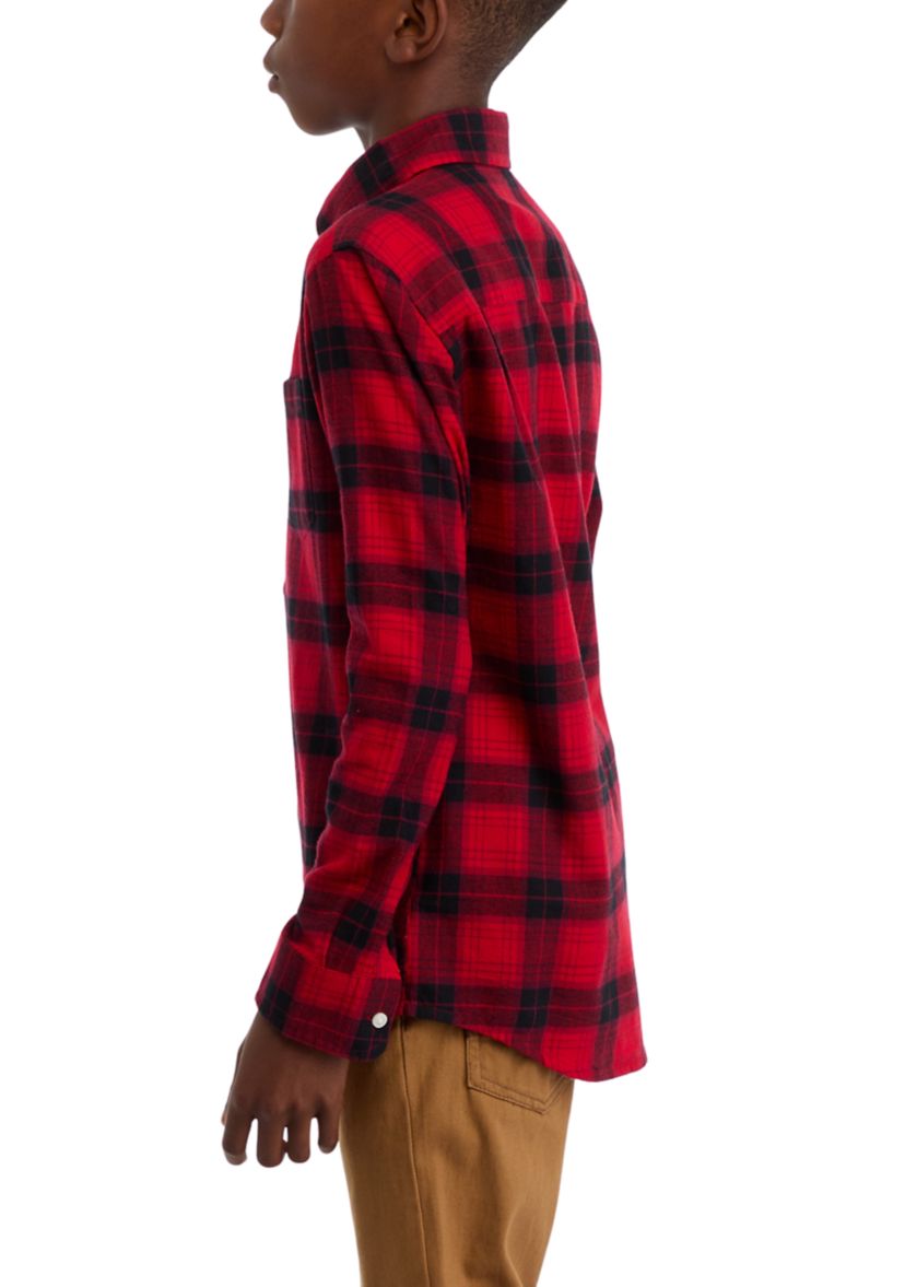 Boys 8-20 Printed Twill Button Down Shirt