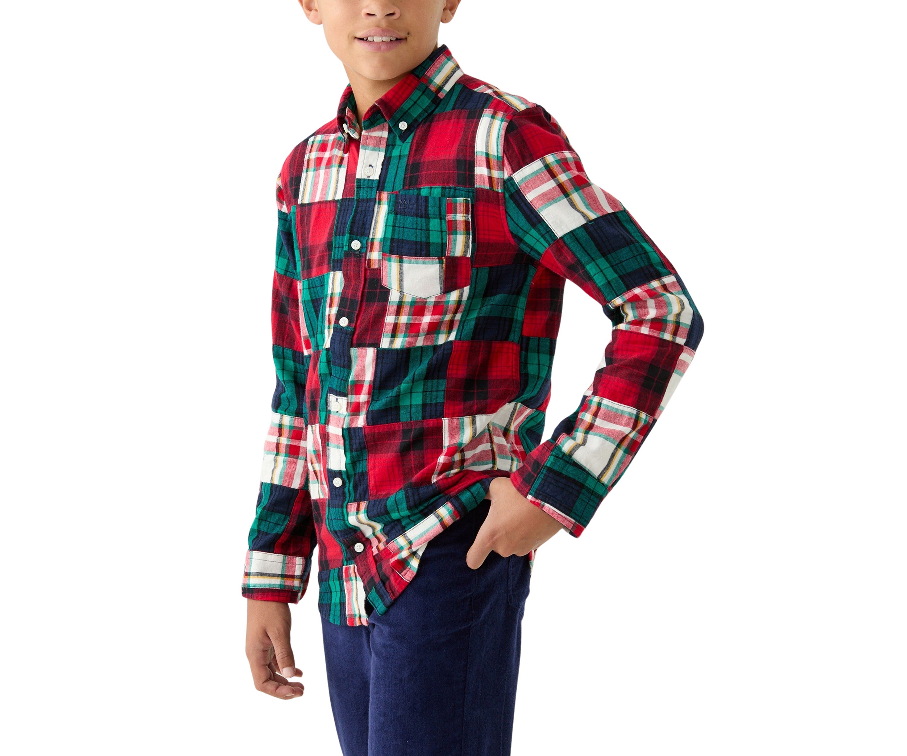 Boys 8-20 Patchwork Button Down Shirt