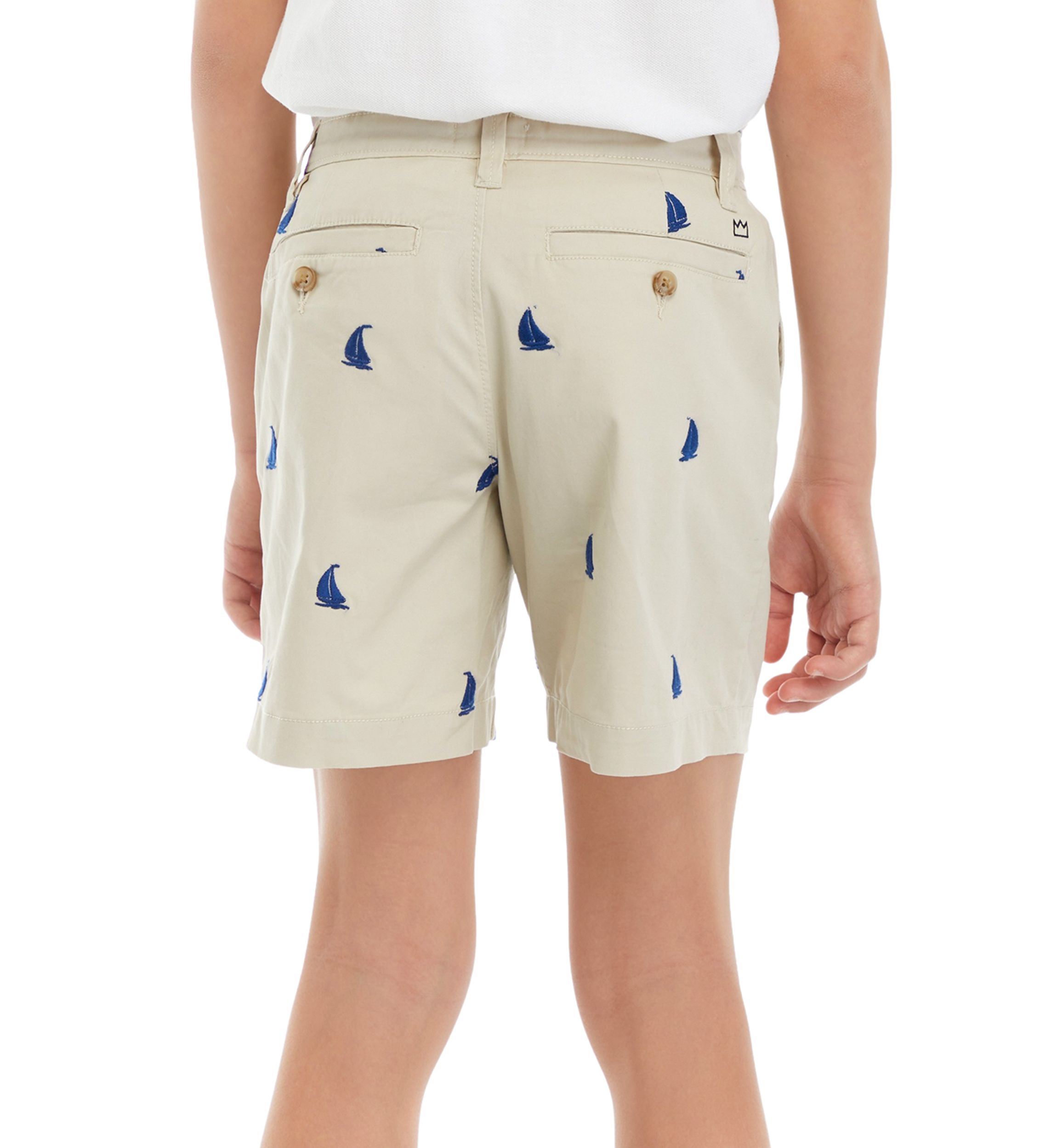 Boys 8-20 Embroidered Twill Flat Front Shorts