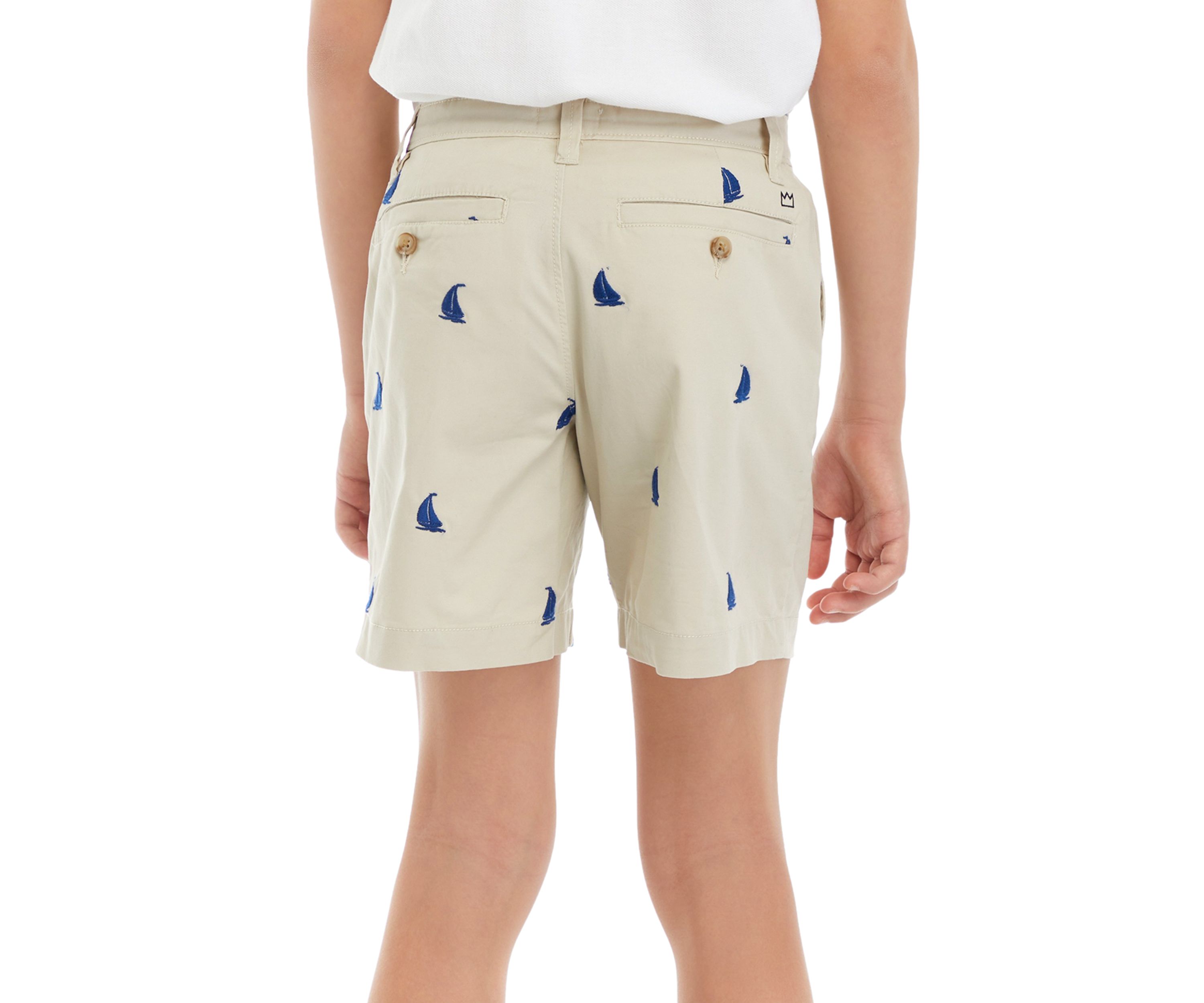 Boys 8-20 Embroidered Twill Flat Front Shorts