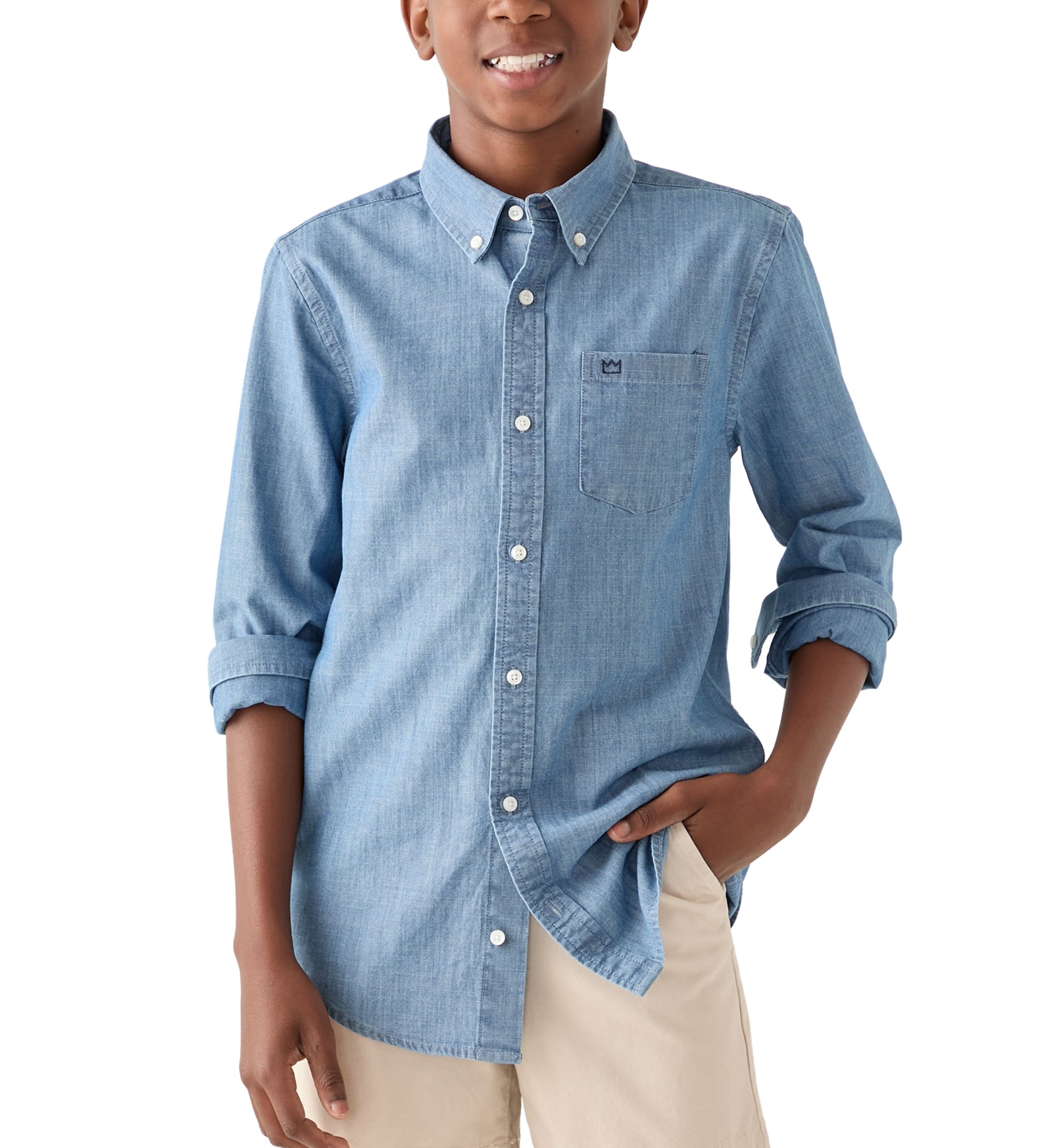 Boys 8-20 Chambray Button Down Shirt