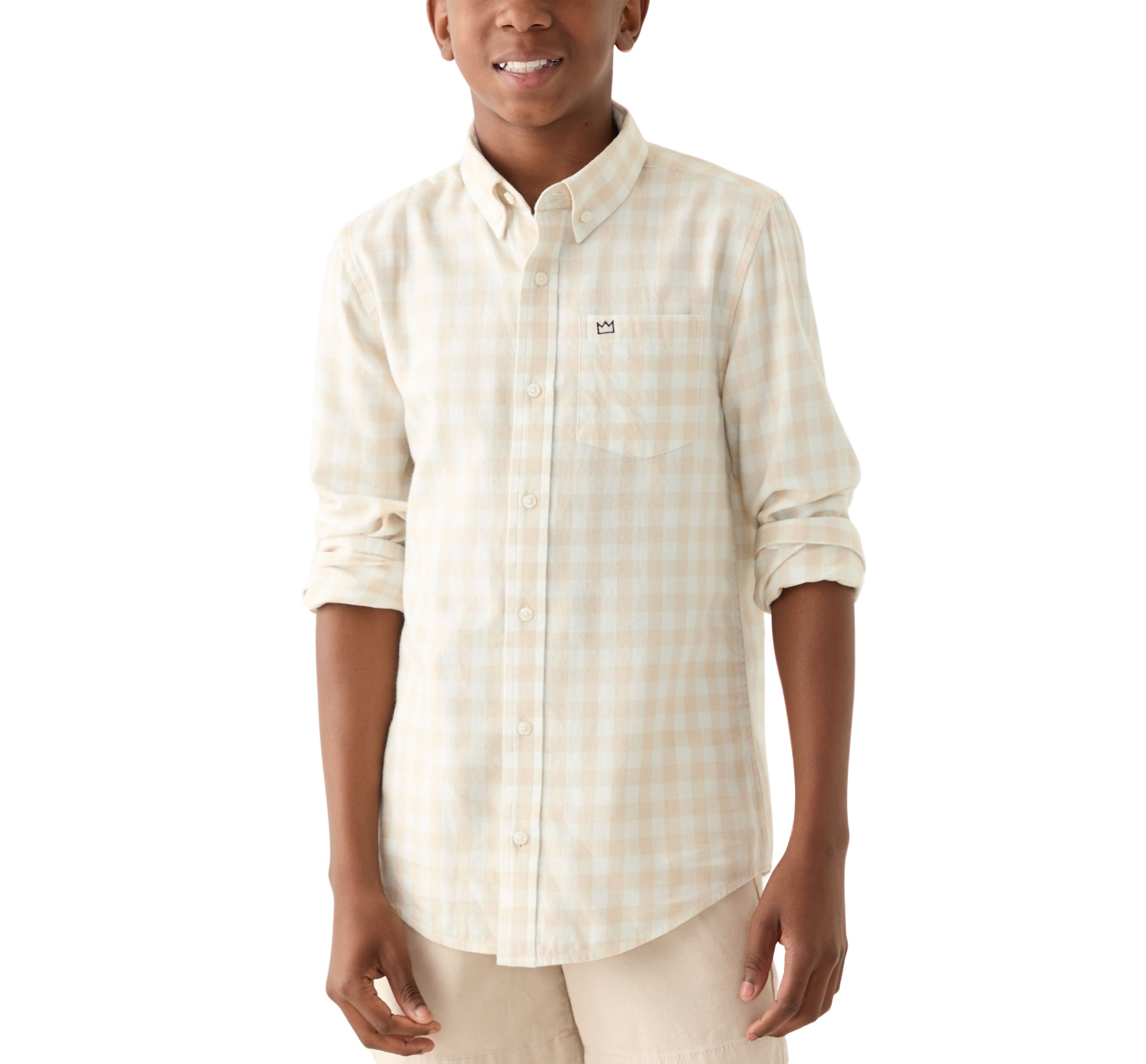 Boys 8-20 Yarn Dyed Twill Button Down Shirt