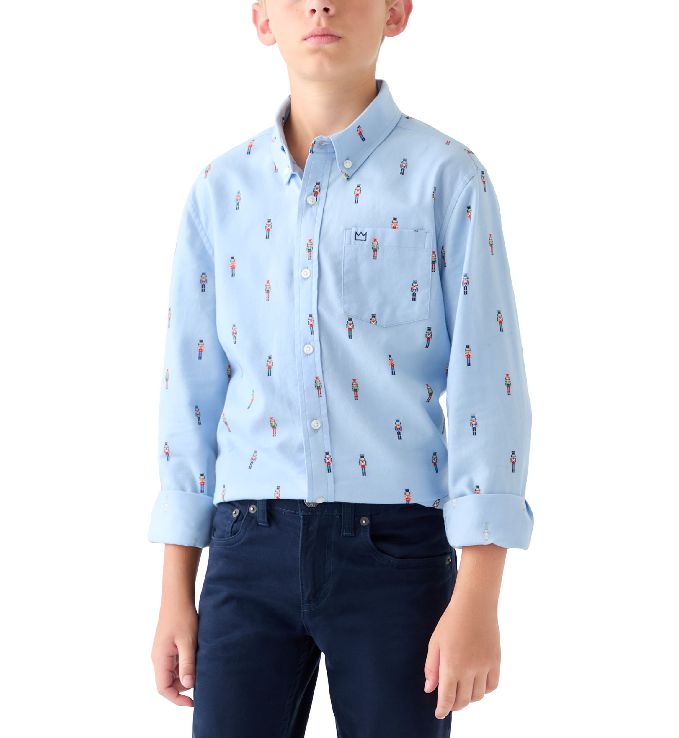 Boys 8-20 Printed Twill Button Down