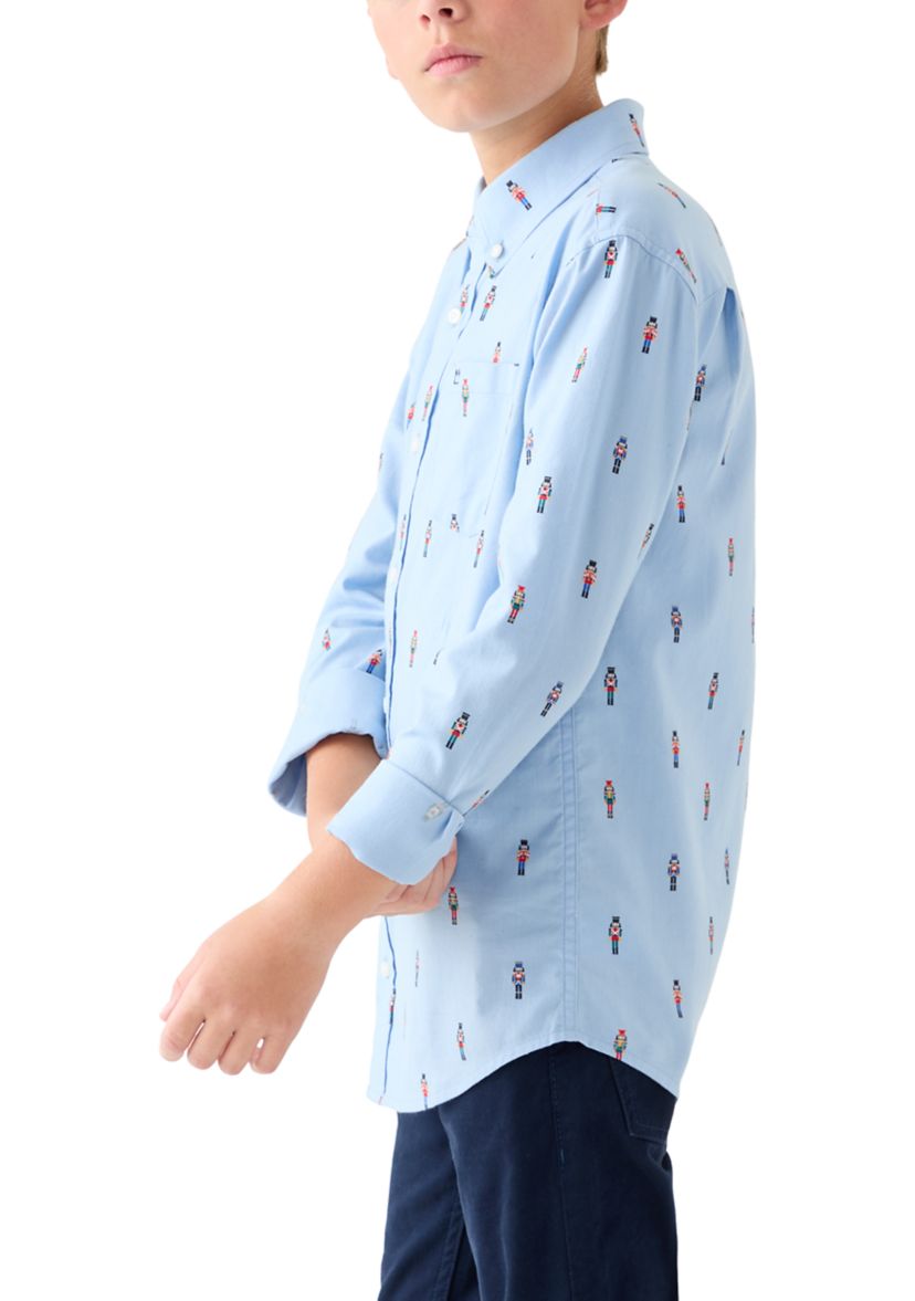 Boys 8-20 Printed Twill Button Down