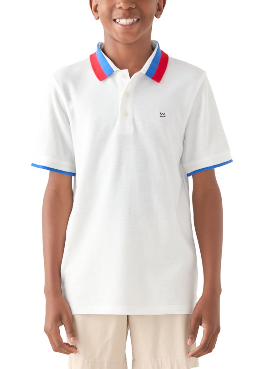 Boys 8-20 Stripe Ribbed Polo Shirt
