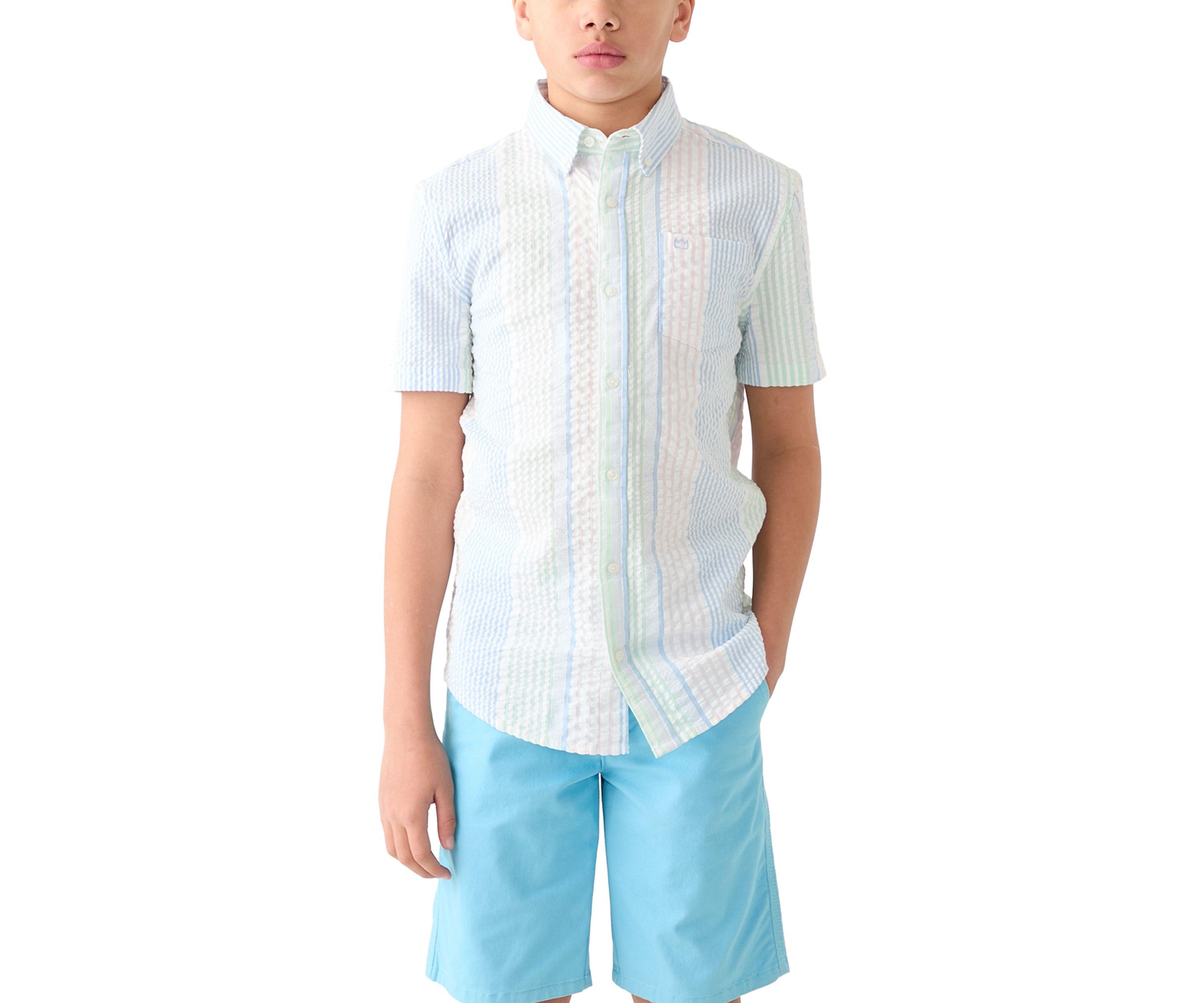Boys 8-20 Short Sleeve Seersucker Button Down Shirt