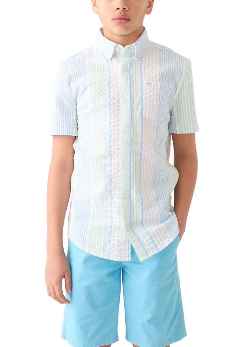 Boys 8-20 Short Sleeve Seersucker Button Down Shirt