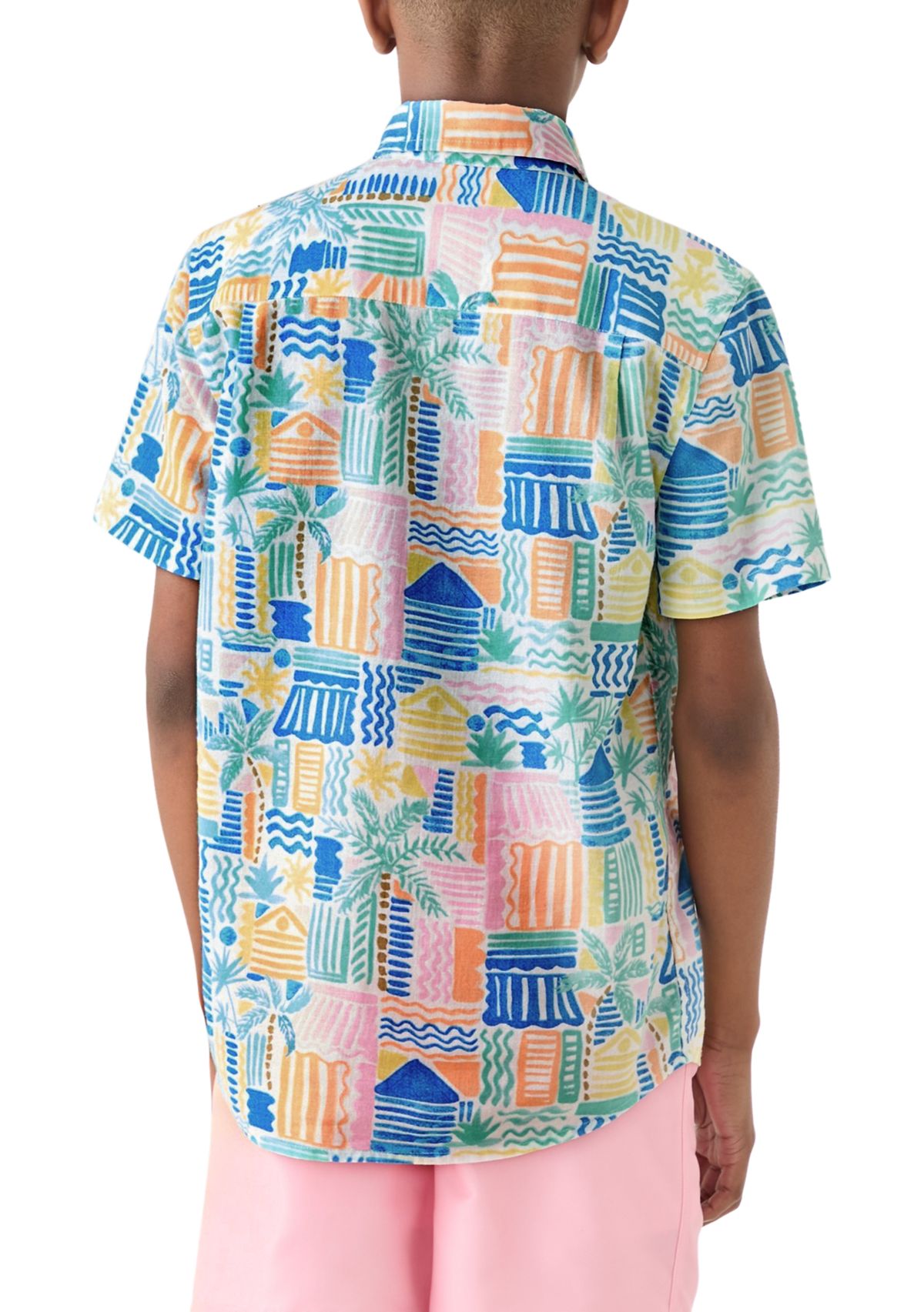 Boys 8-20 Short Sleeve Printed Button Down Shirt