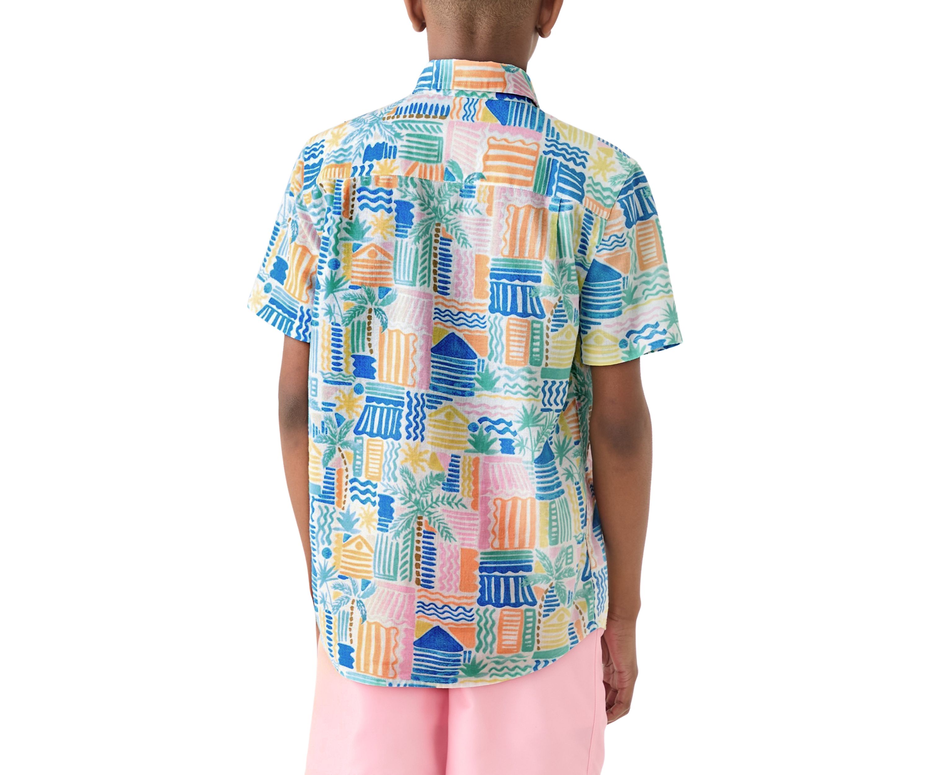 Boys 8-20 Short Sleeve Printed Button Down Shirt