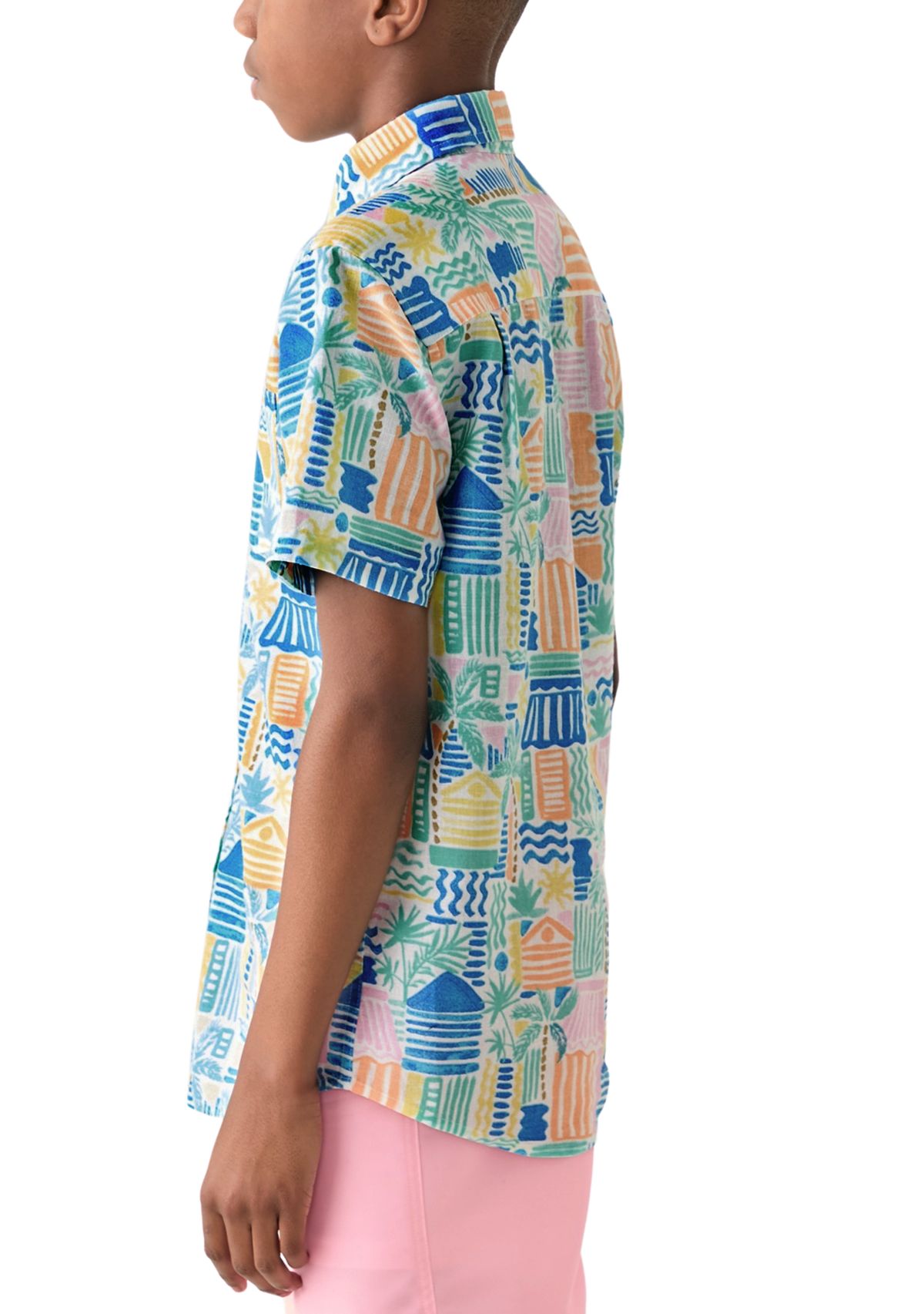 Boys 8-20 Short Sleeve Printed Button Down Shirt
