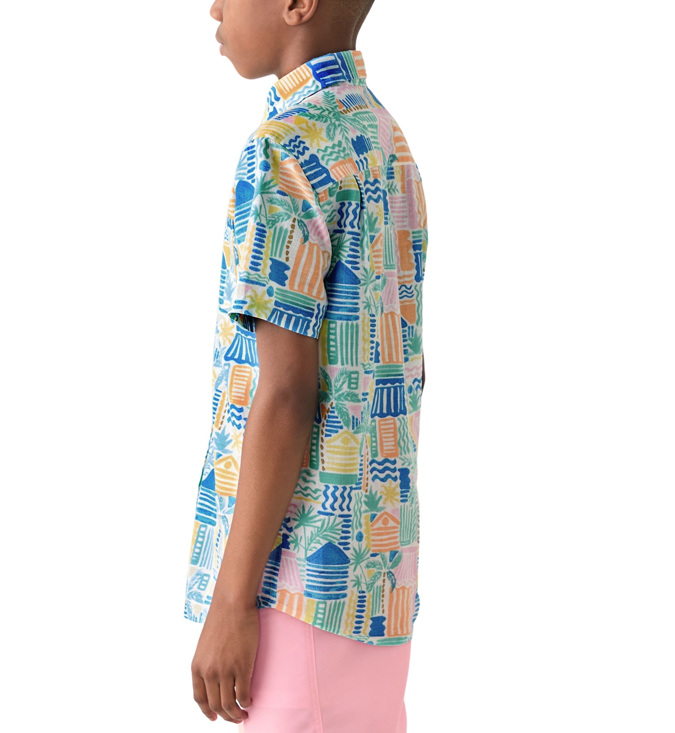 Boys 8-20 Short Sleeve Printed Button Down Shirt