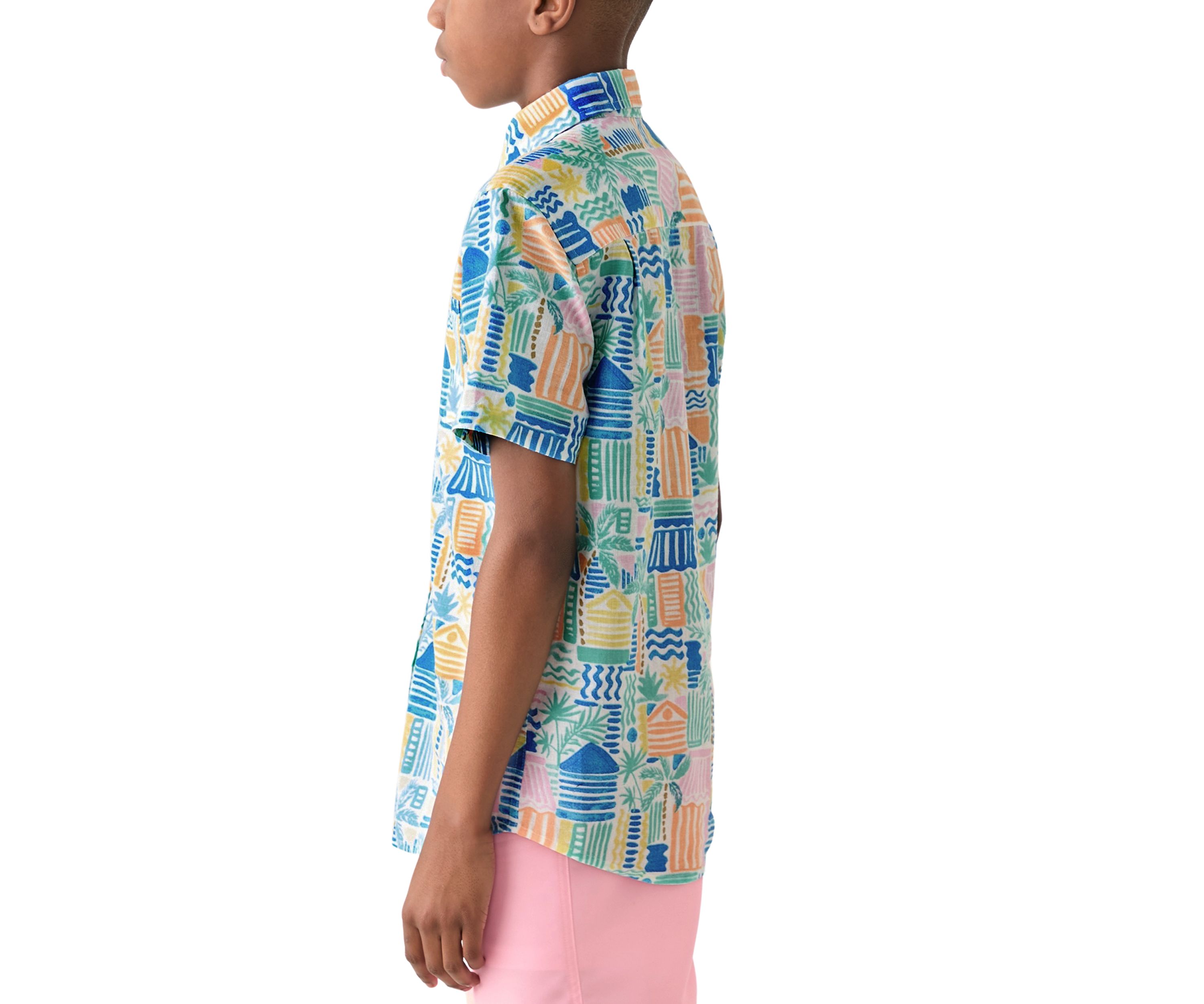 Boys 8-20 Short Sleeve Printed Button Down Shirt