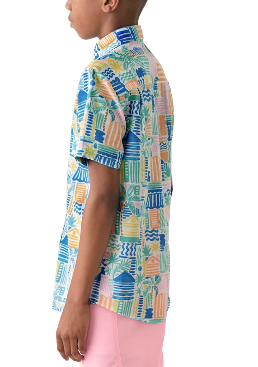 Boys 8-20 Short Sleeve Printed Button Down Shirt