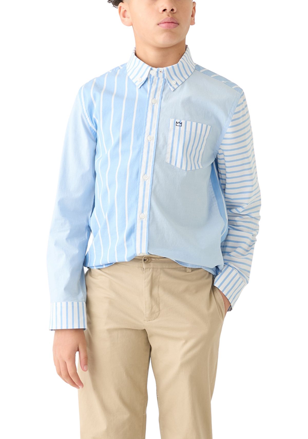 Boys 8-20 Mixed Stripe Button Down Shirt