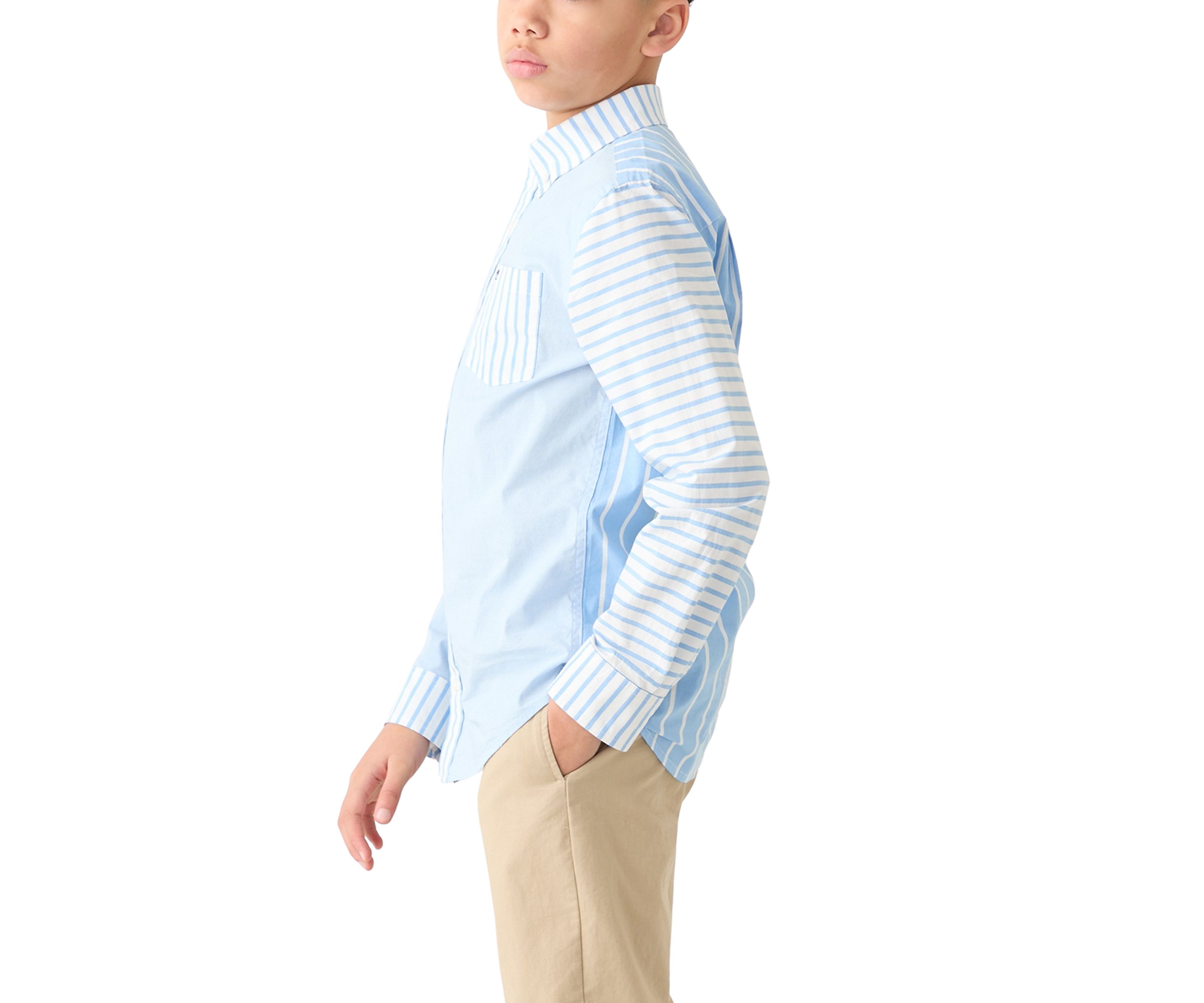 Boys 8-20 Mixed Stripe Button Down Shirt