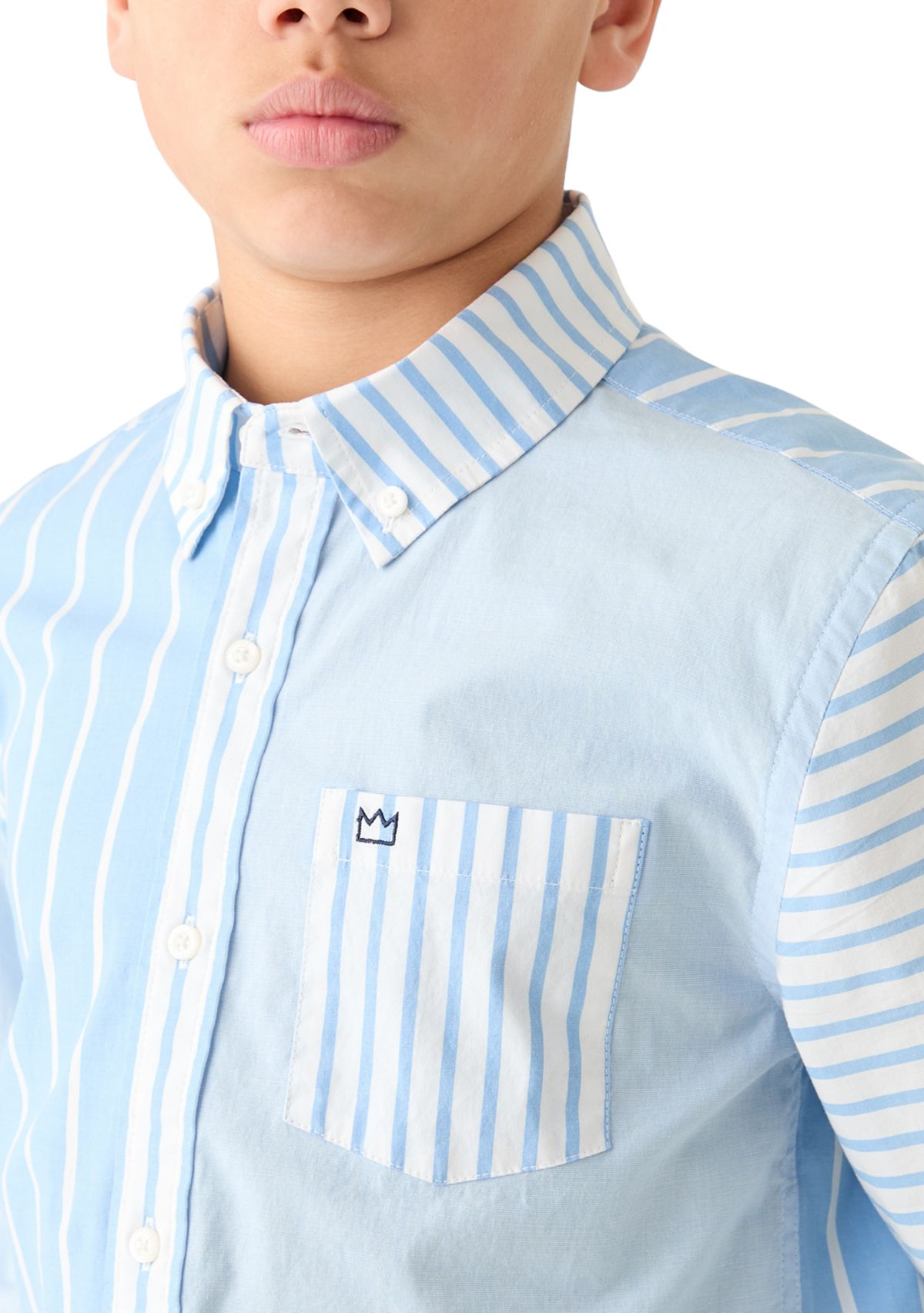 Boys 8-20 Mixed Stripe Button Down Shirt
