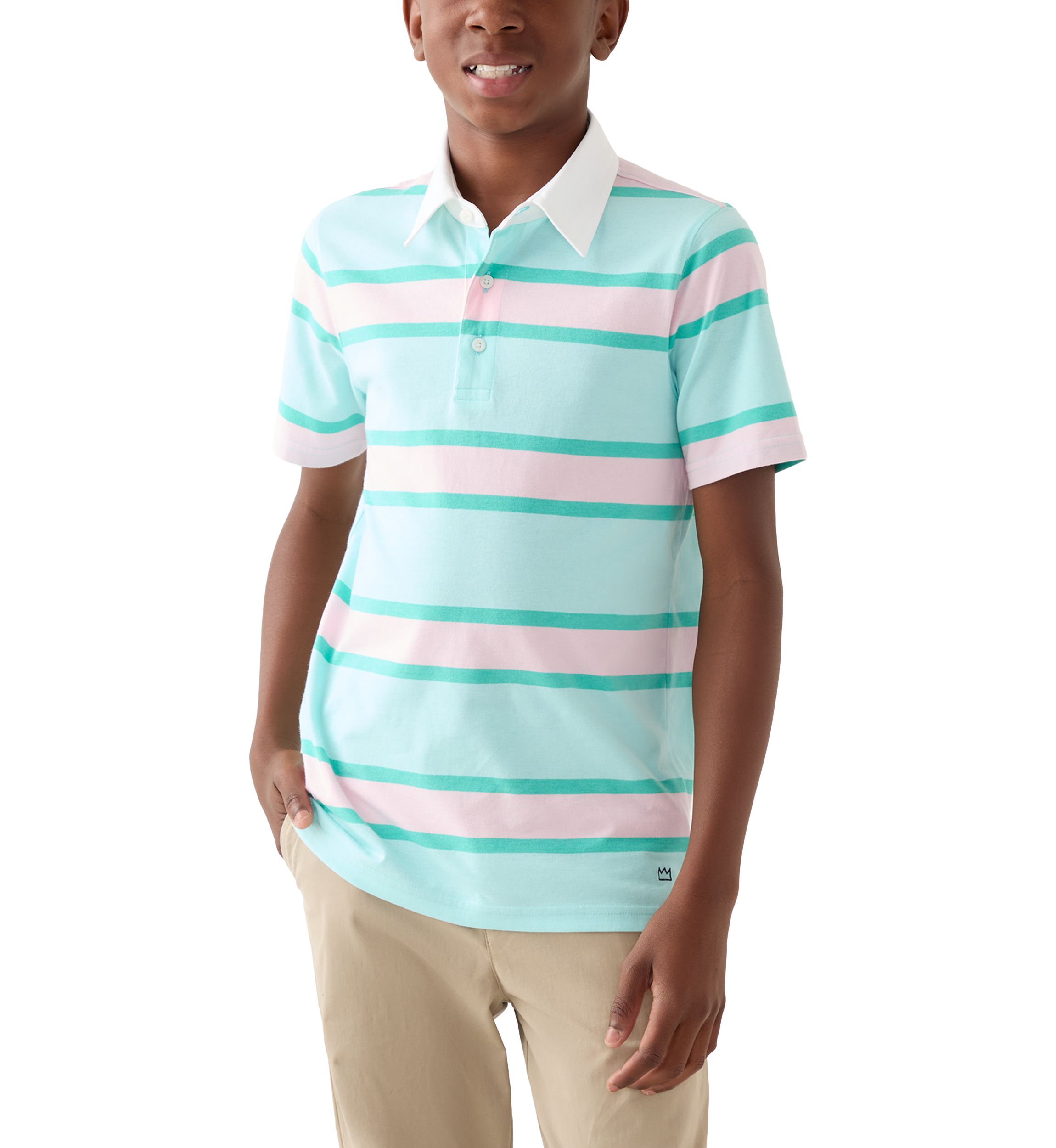  Boys 8-20 Short Sleeve Rugby Stripe Polo