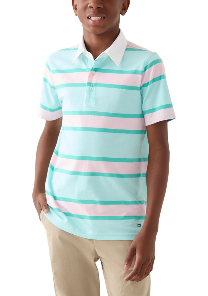  Boys 8-20 Short Sleeve Rugby Stripe Polo