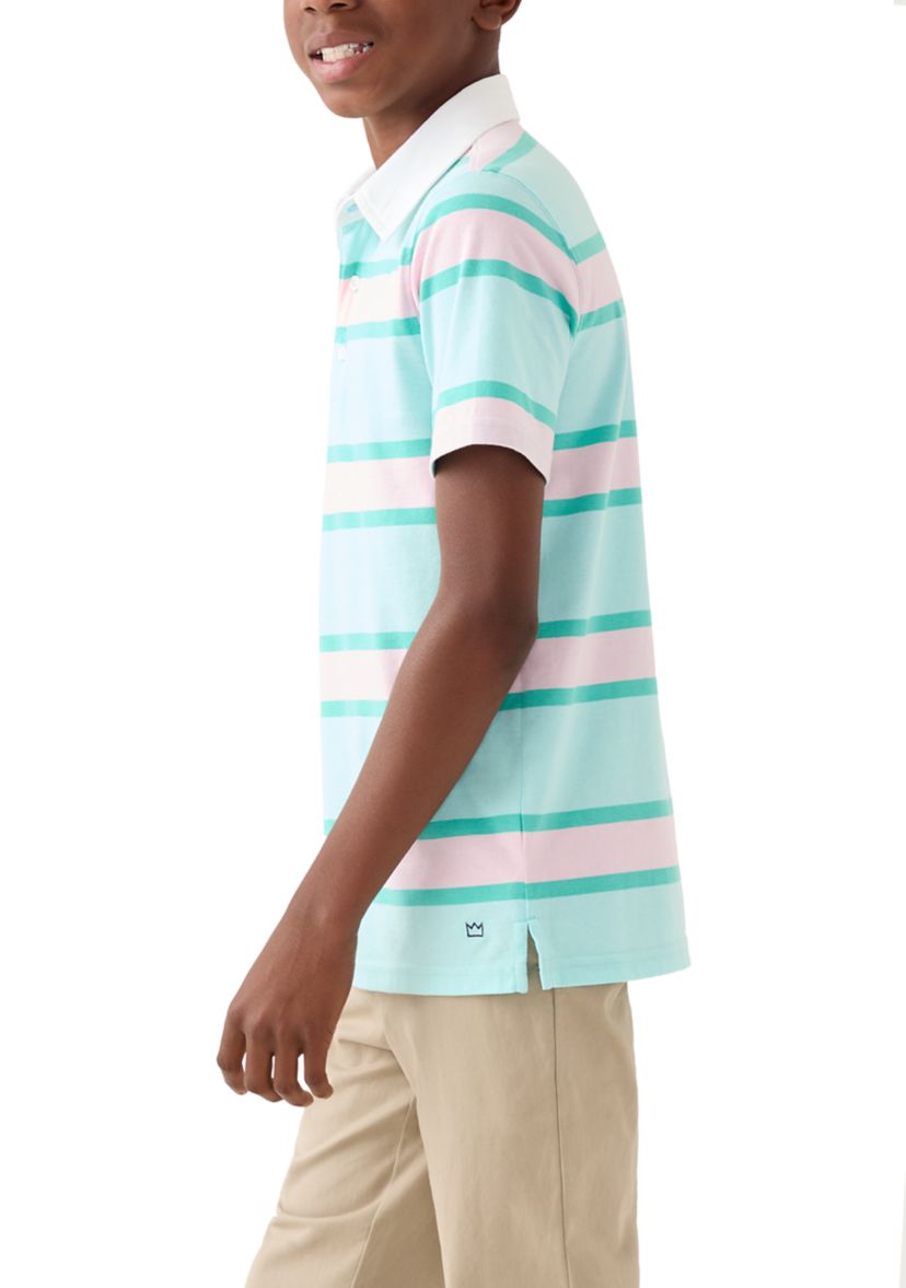  Boys 8-20 Short Sleeve Rugby Stripe Polo