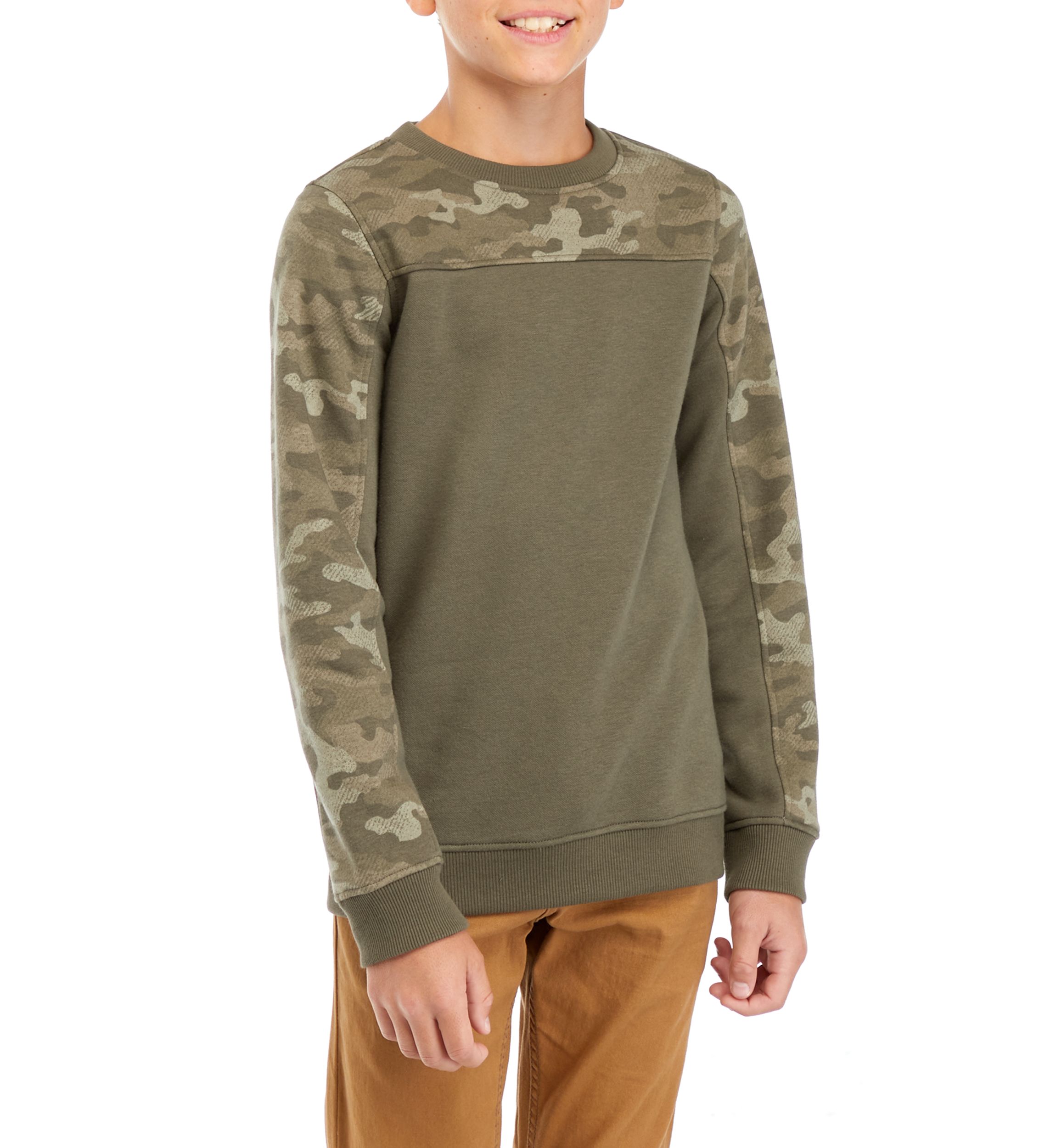 Boys 8-20 Camo Printed Blocked T-Shirt