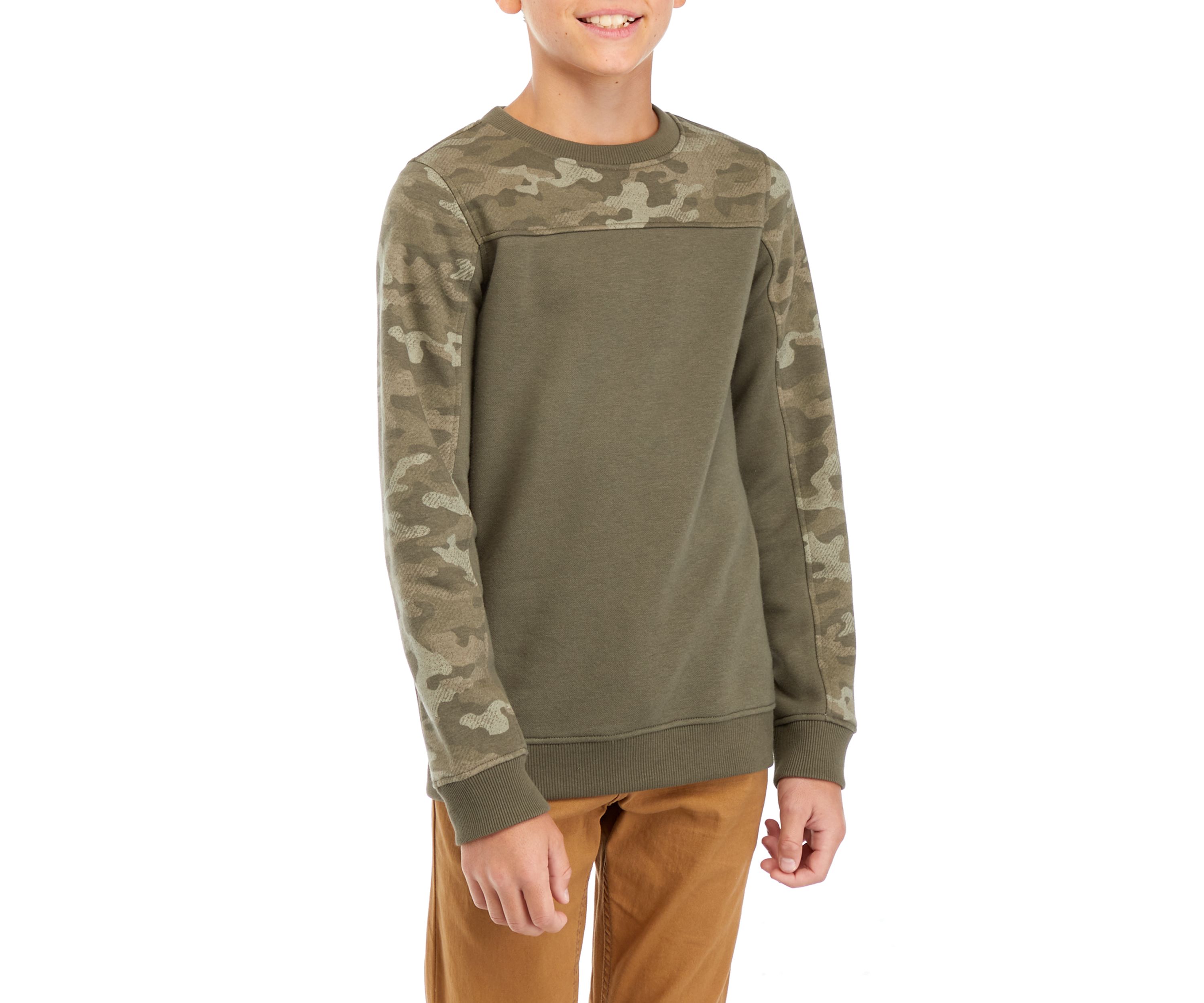 Boys 8-20 Camo Printed Blocked T-Shirt
