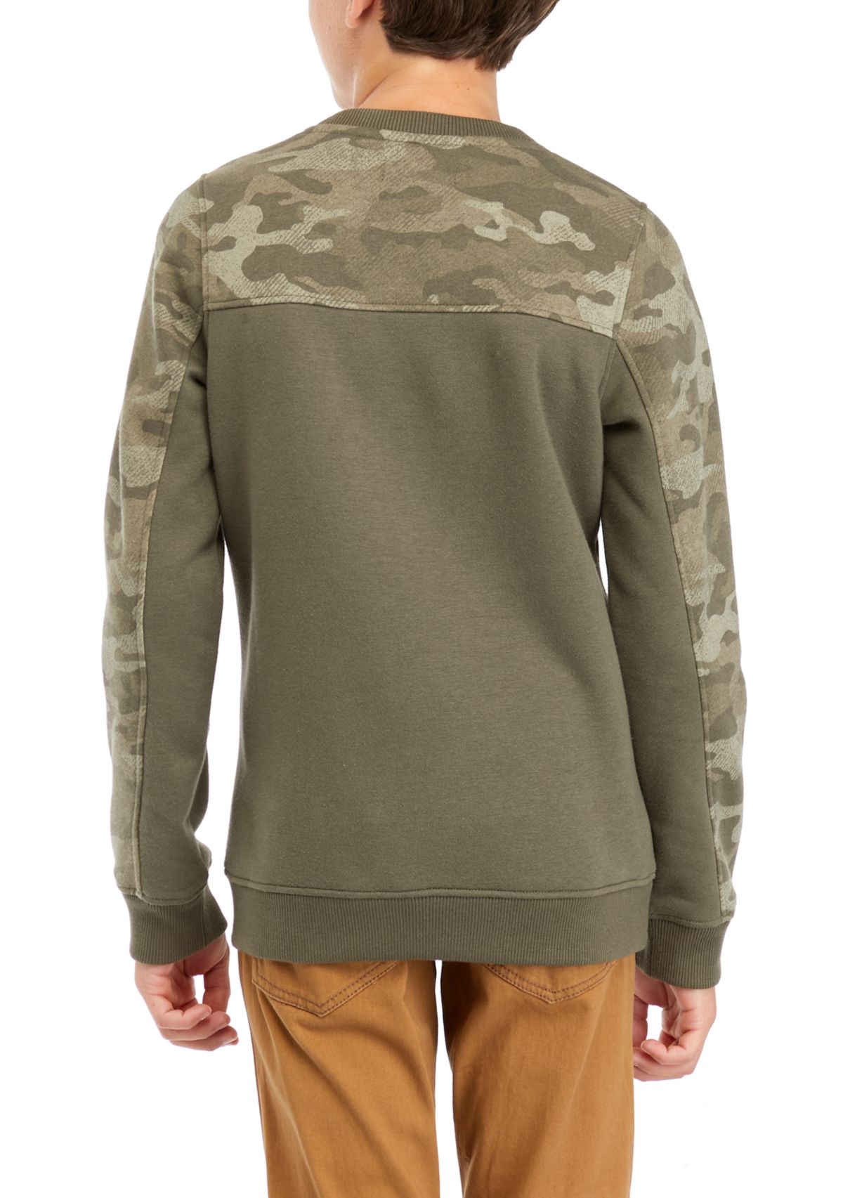 Boys 8-20 Camo Printed Blocked T-Shirt