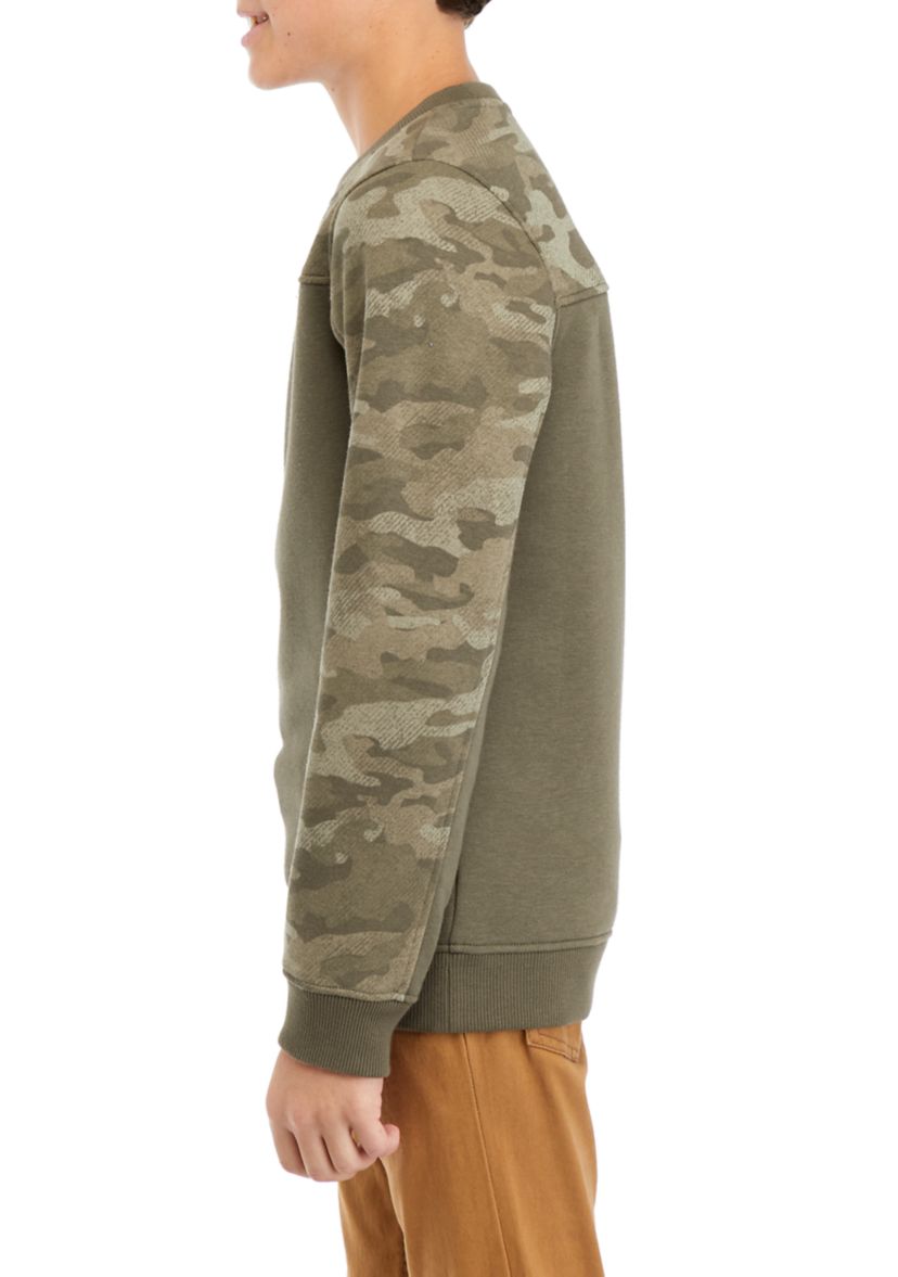 Boys 8-20 Camo Printed Blocked T-Shirt