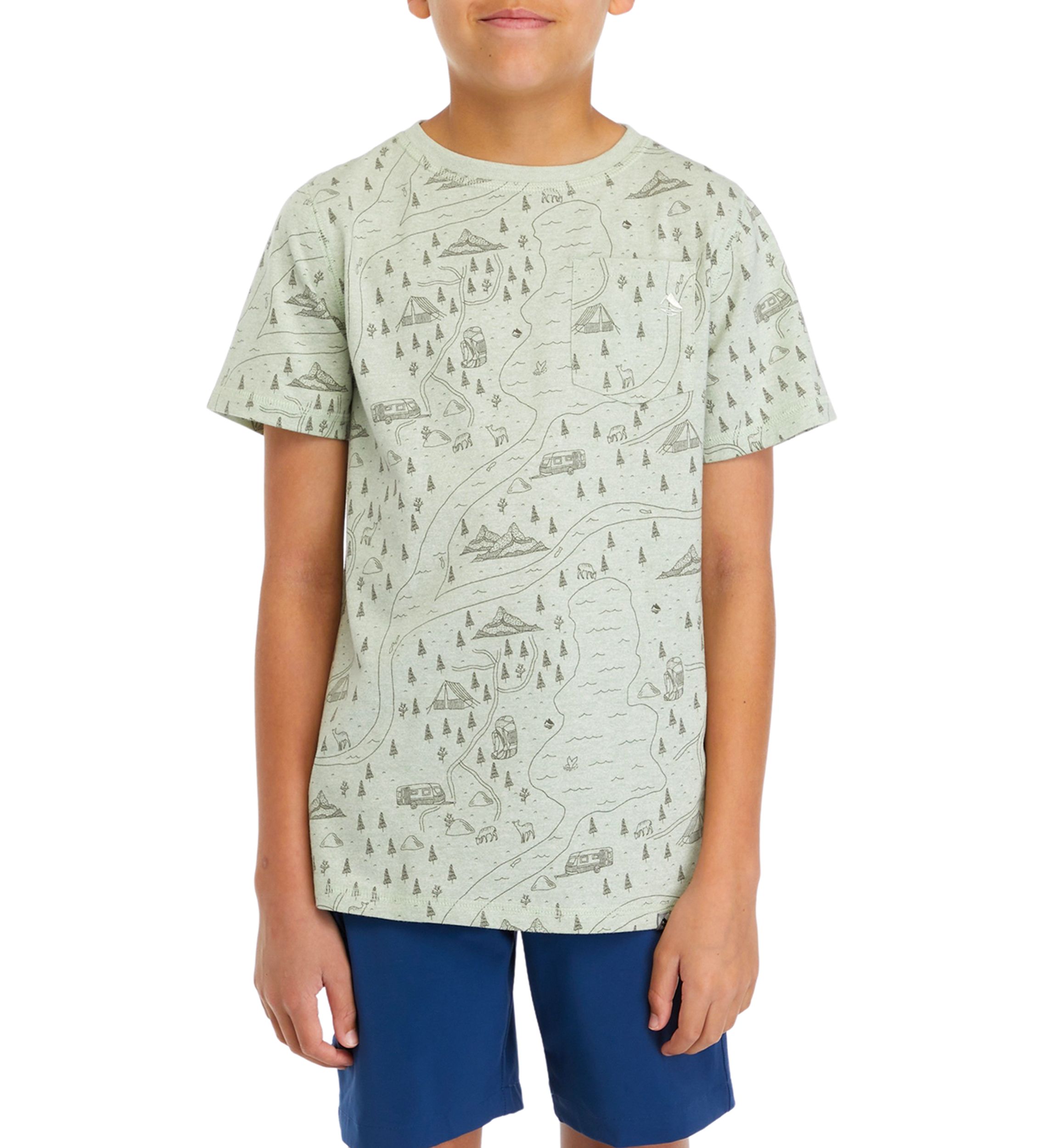 Boys 8-20 Short Sleeve Jaspe Printed Pocket T-Shirt