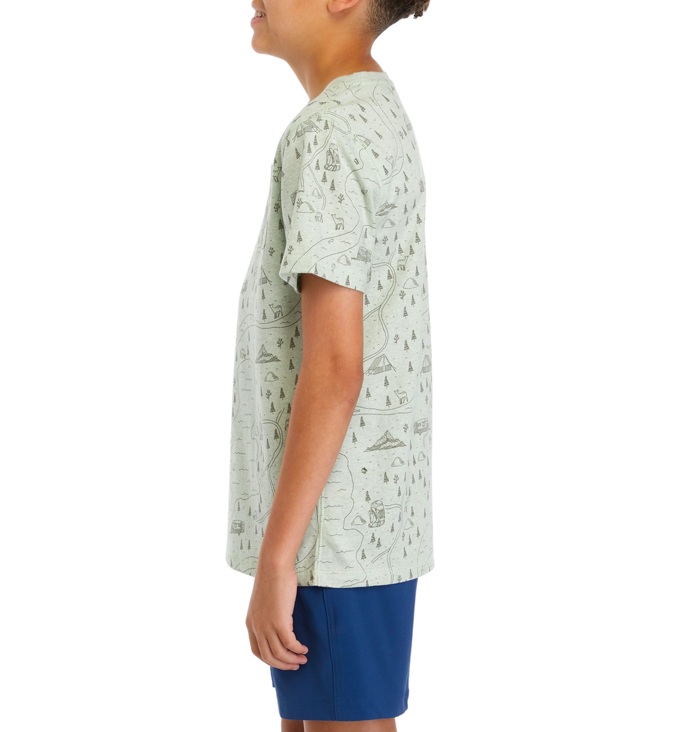 Boys 8-20 Short Sleeve Jaspe Printed Pocket T-Shirt