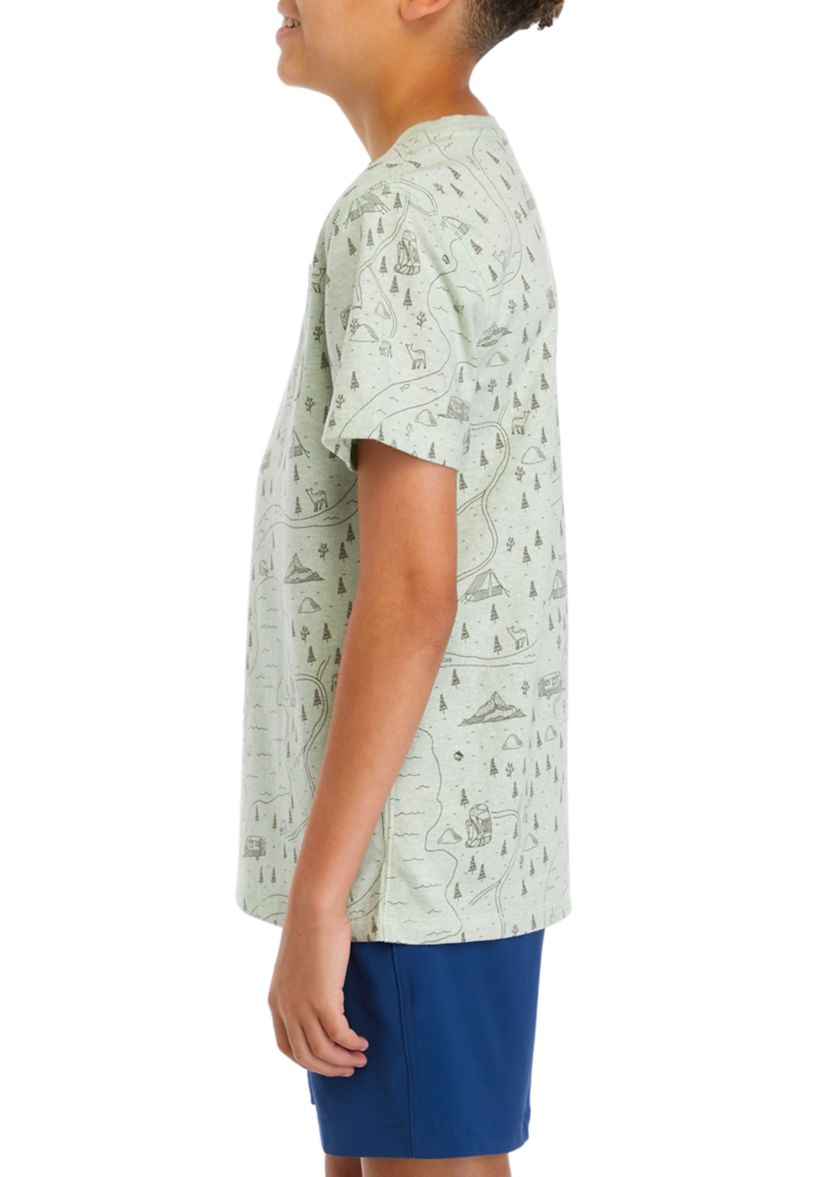 Boys 8-20 Short Sleeve Jaspe Printed Pocket T-Shirt