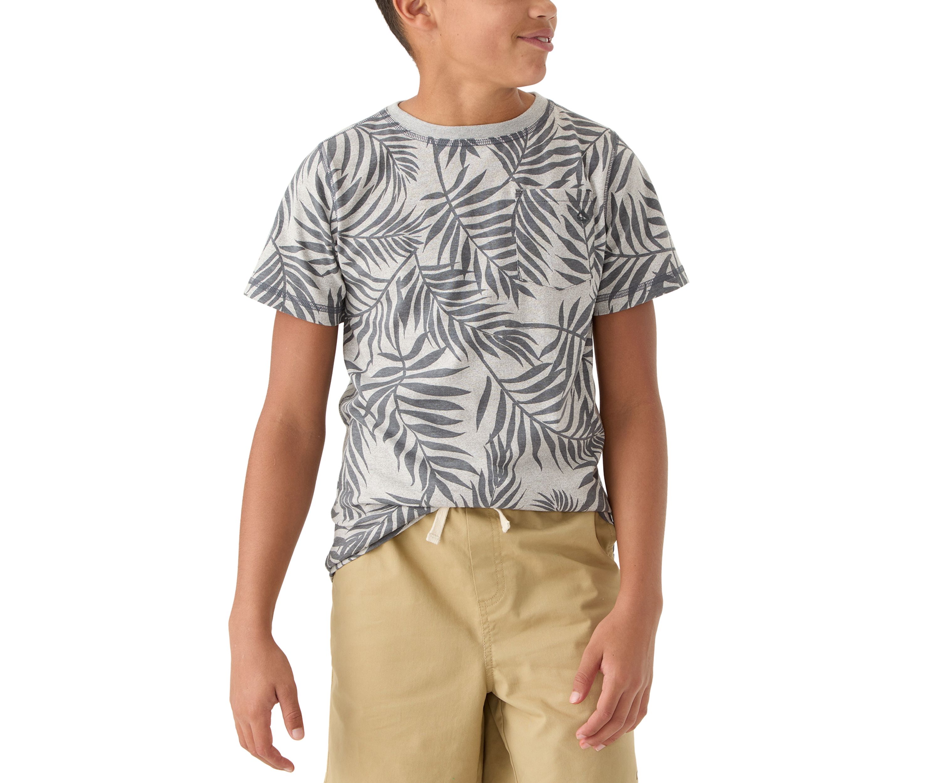 Boys 8-20 Printed Jaspe Pocket T-Shirt