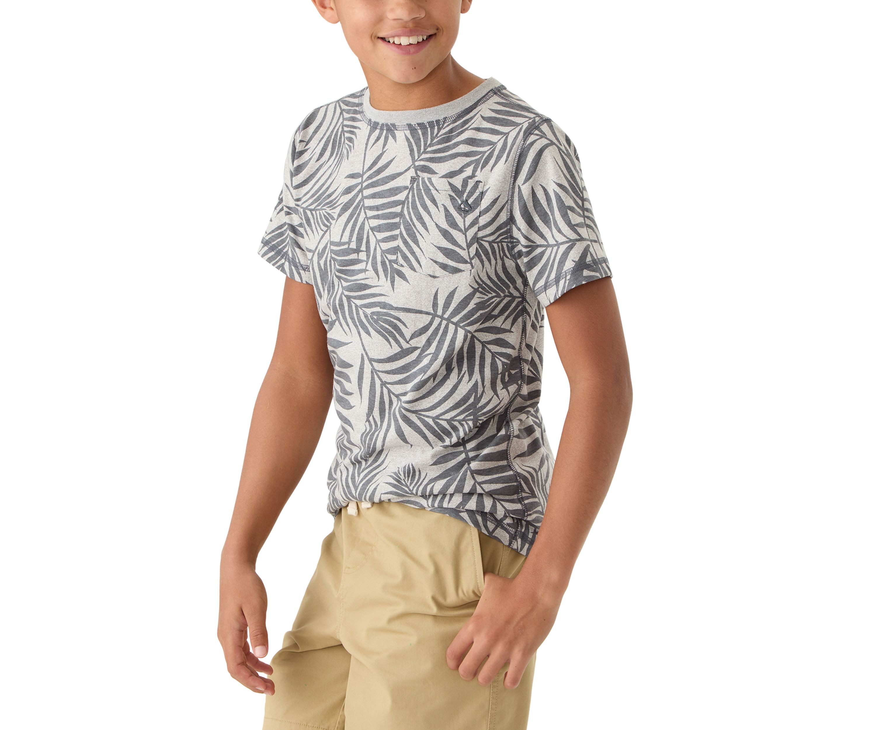 Boys 8-20 Printed Jaspe Pocket T-Shirt