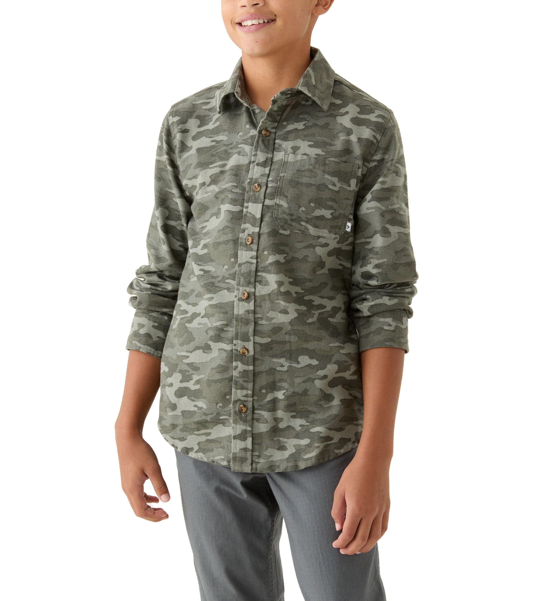 Boys 8-20 Printed Long Sleeve Flannel Shirt