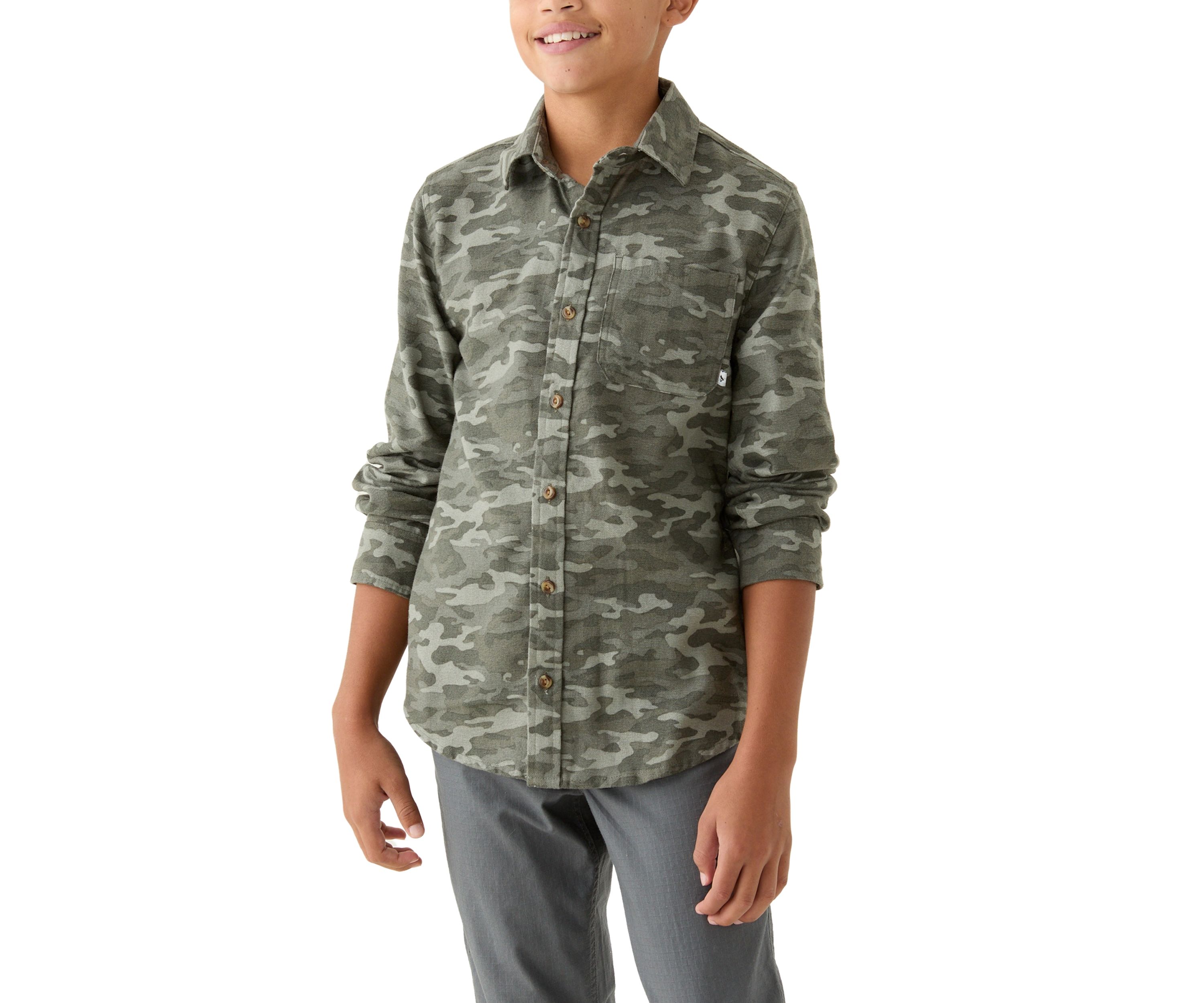 Boys 8-20 Printed Long Sleeve Flannel Shirt