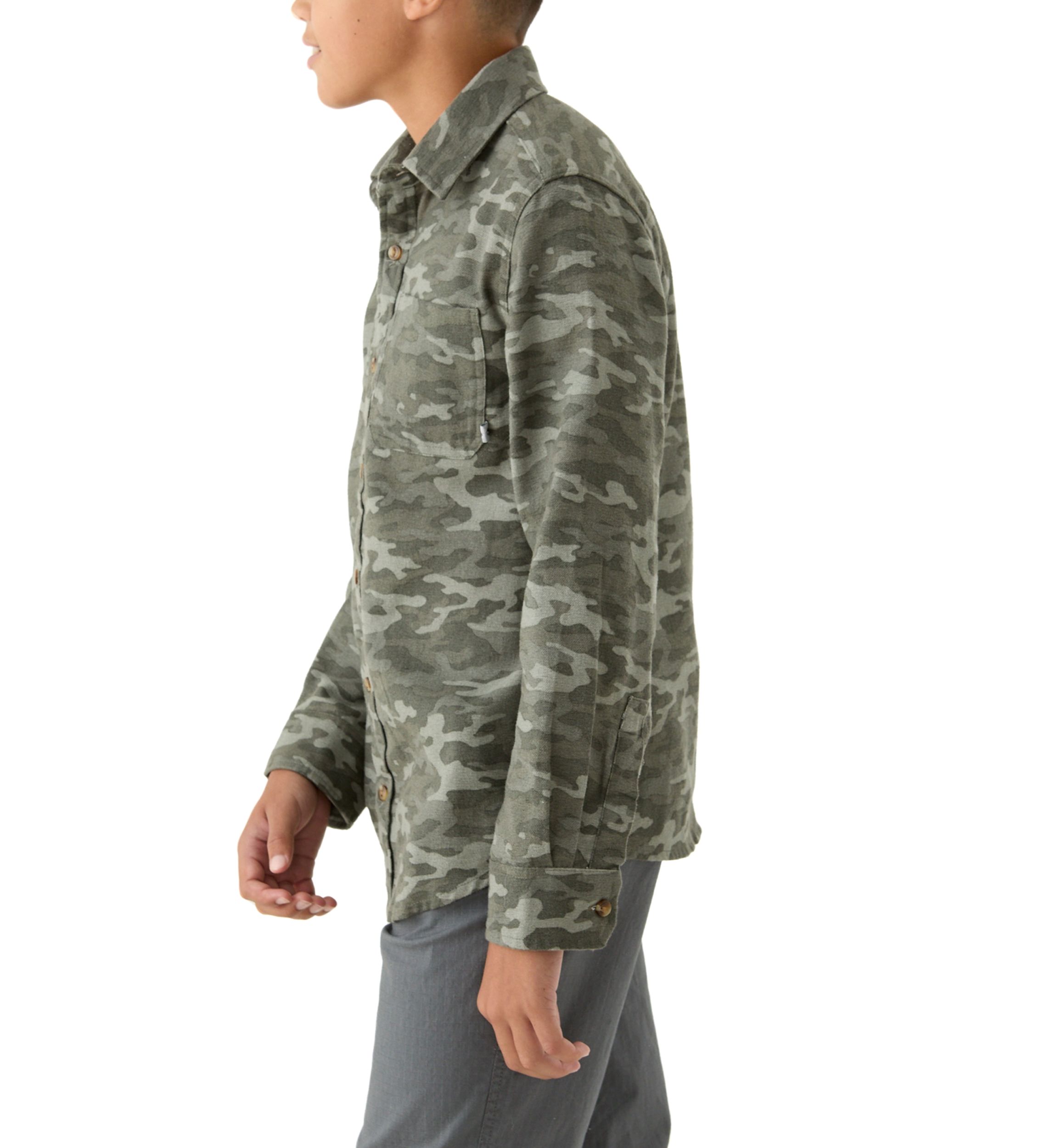 Boys 8-20 Printed Long Sleeve Flannel Shirt