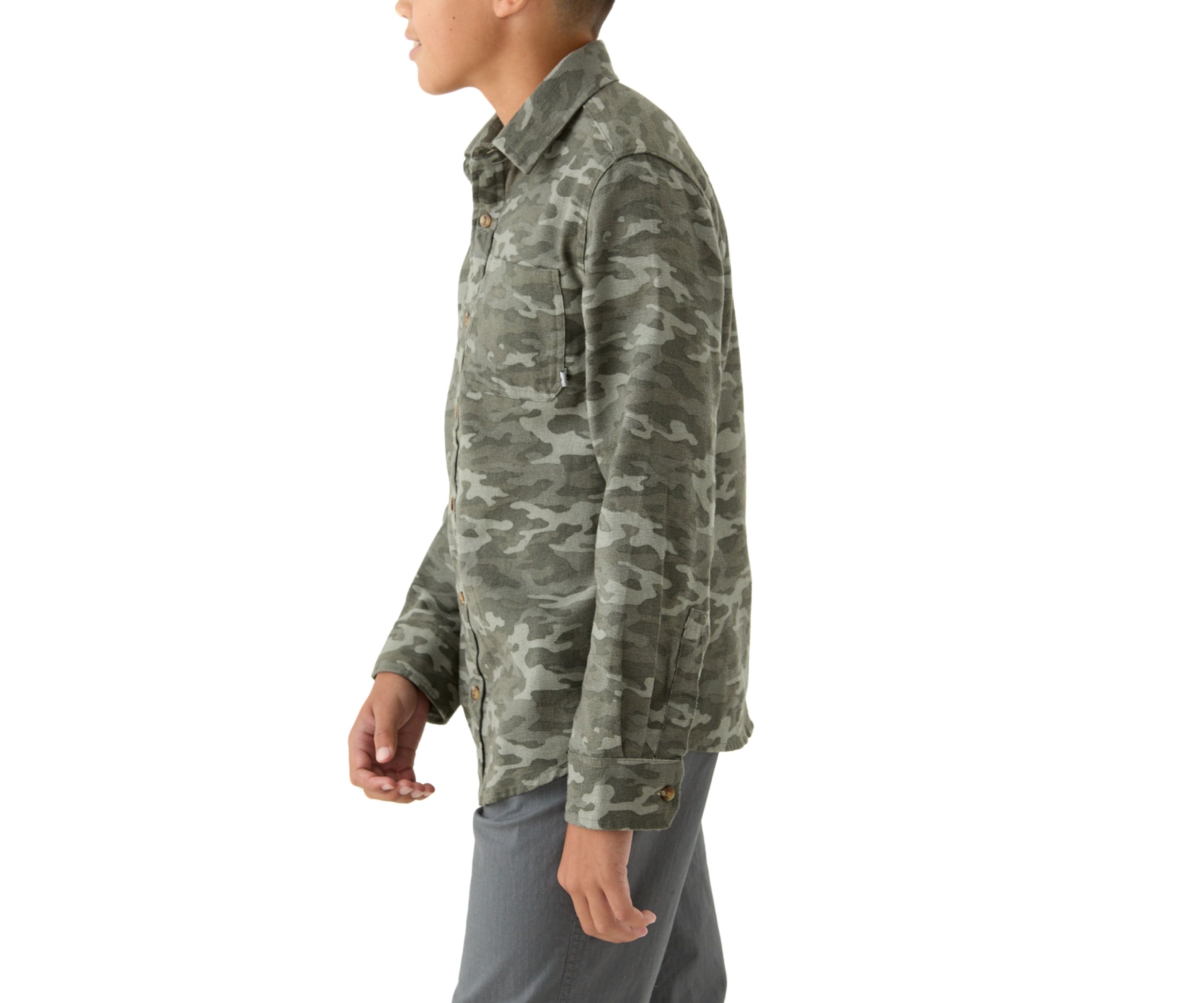 Boys 8-20 Printed Long Sleeve Flannel Shirt