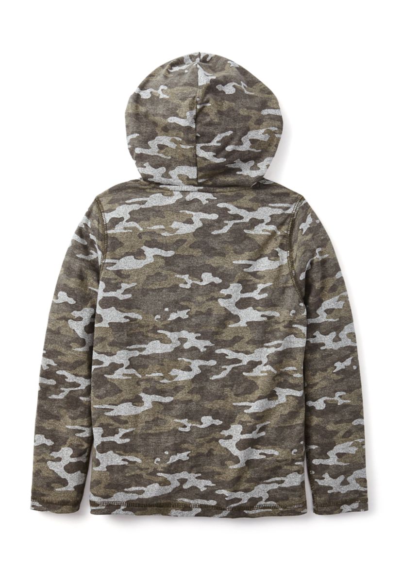 Boys 8-20 Long Sleeve Jaspe Printed Hoodie