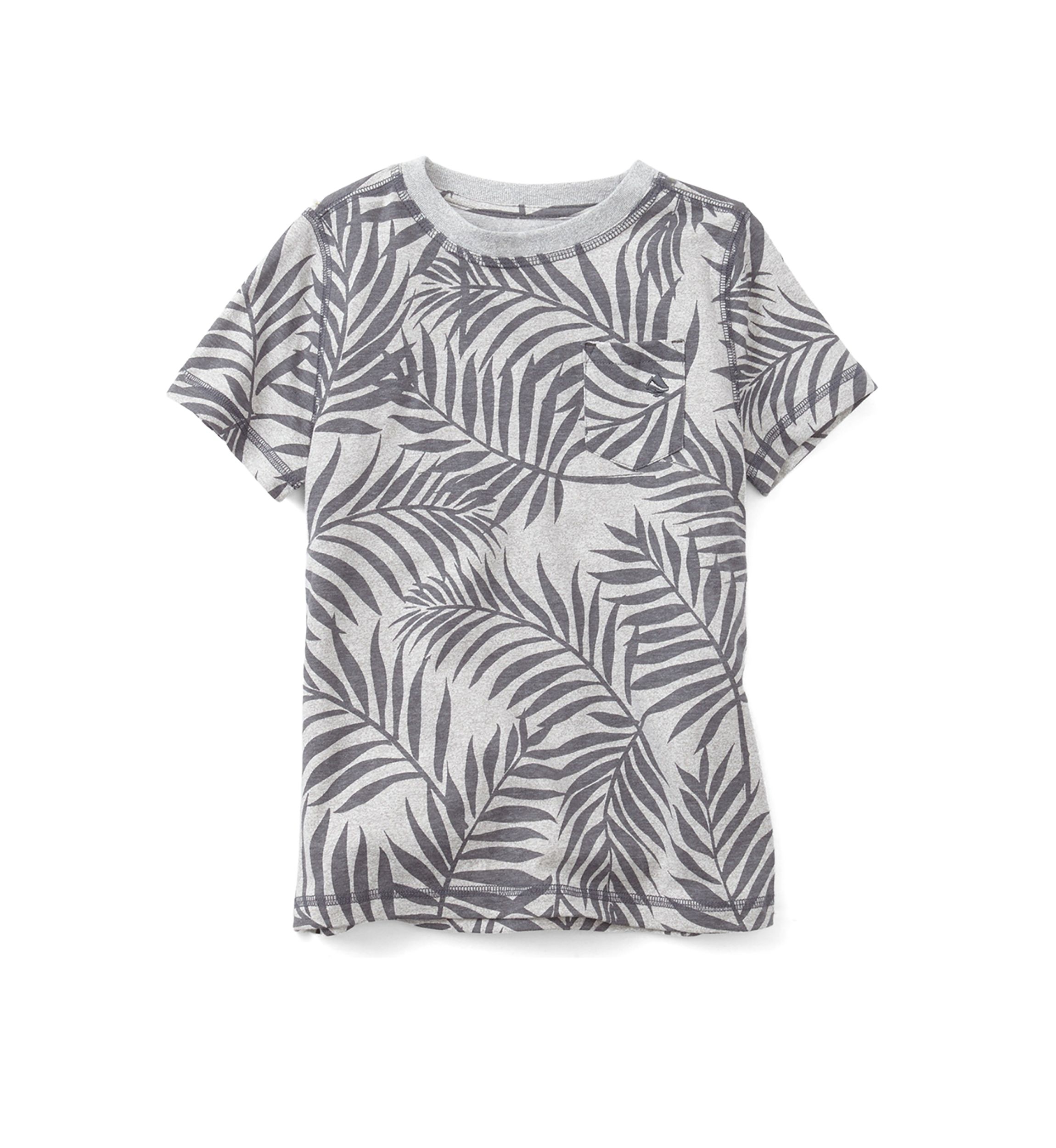 Boys 4-7 Short Sleeve Printed Jaspe Crew Neck Pocket T-Shirt