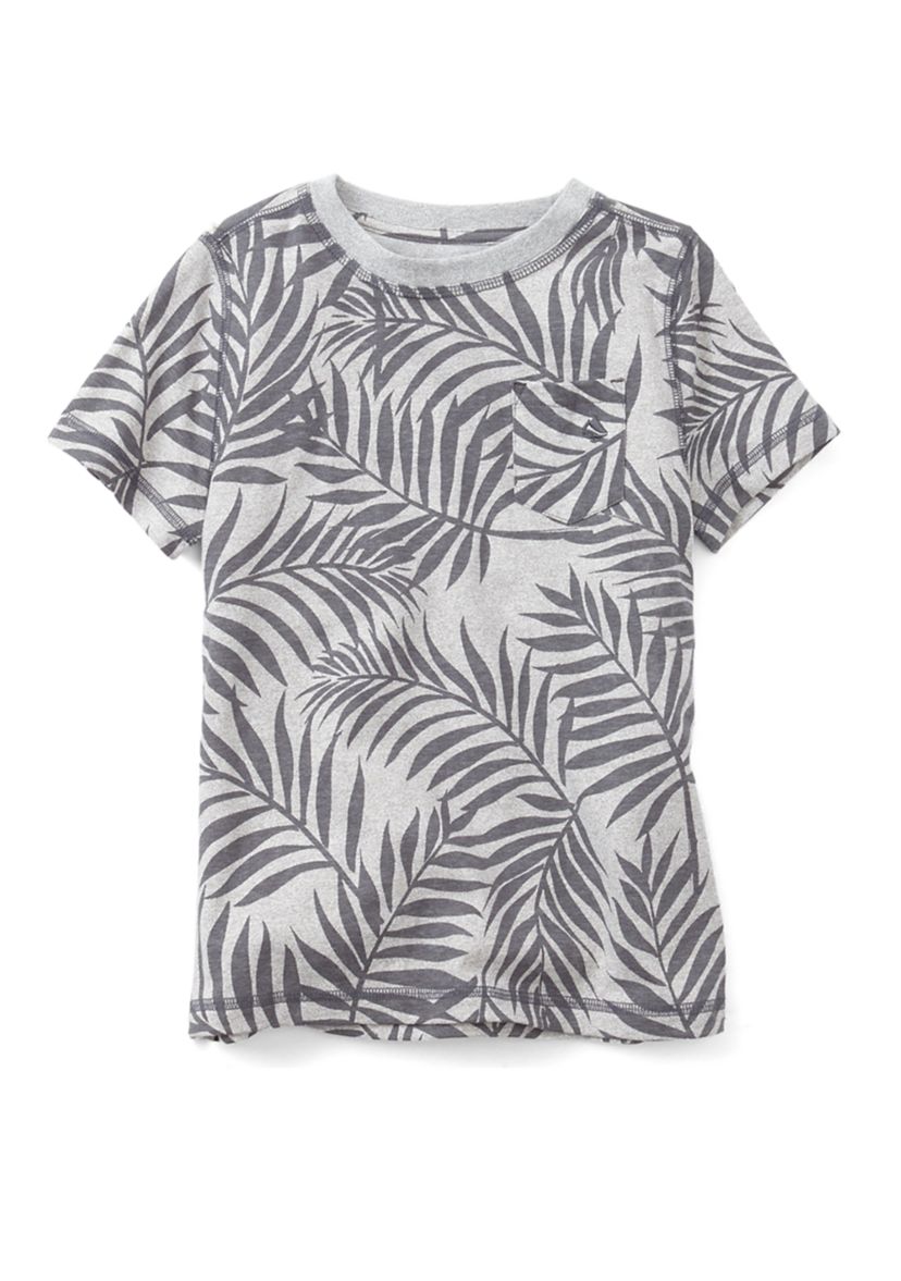 Boys 4-7 Short Sleeve Printed Jaspe Crew Neck Pocket T-Shirt