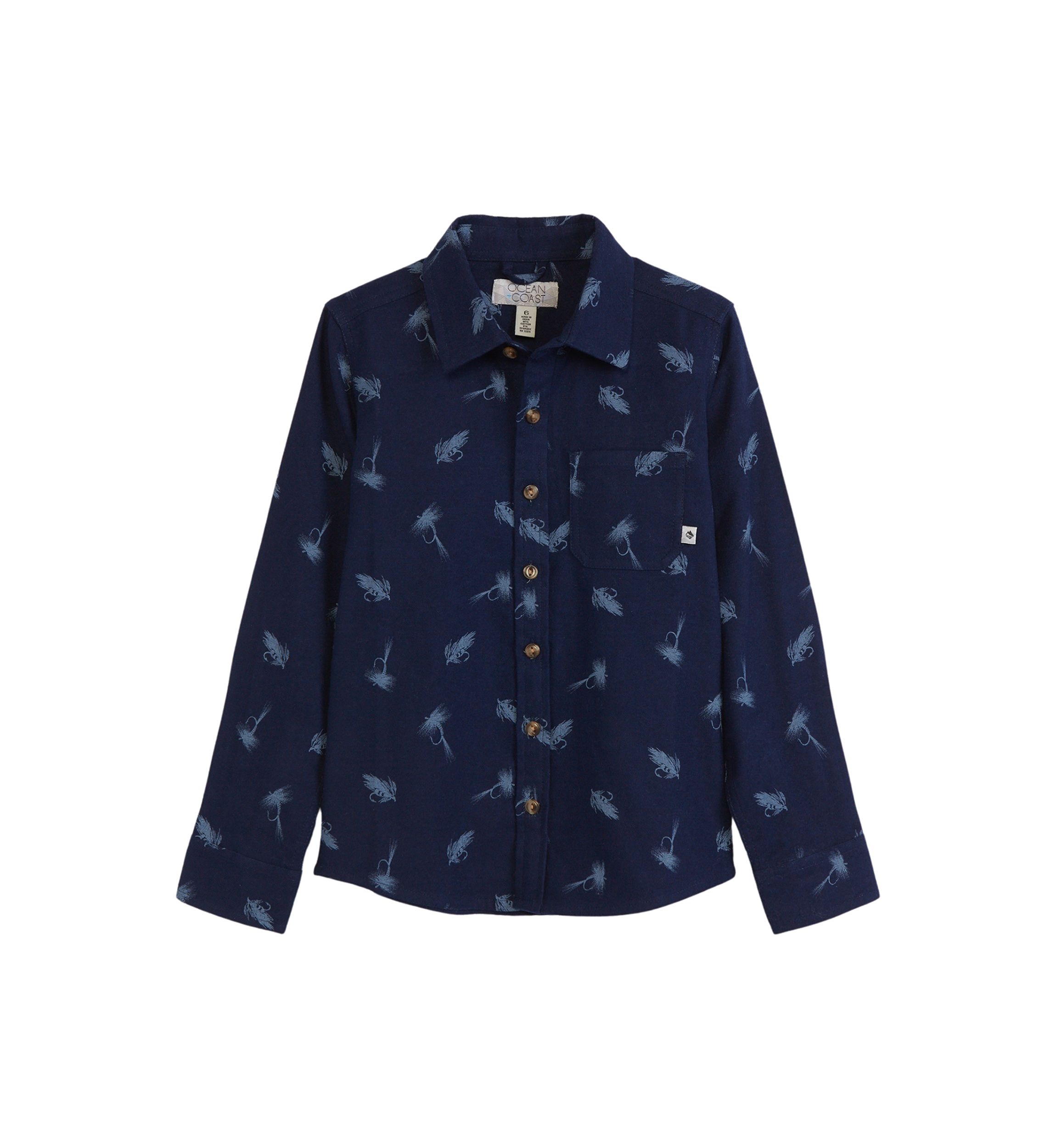Boys 4-7 Printed Long Sleeve Flannel Shirt