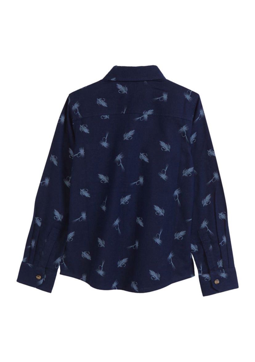 Boys 4-7 Printed Long Sleeve Flannel Shirt